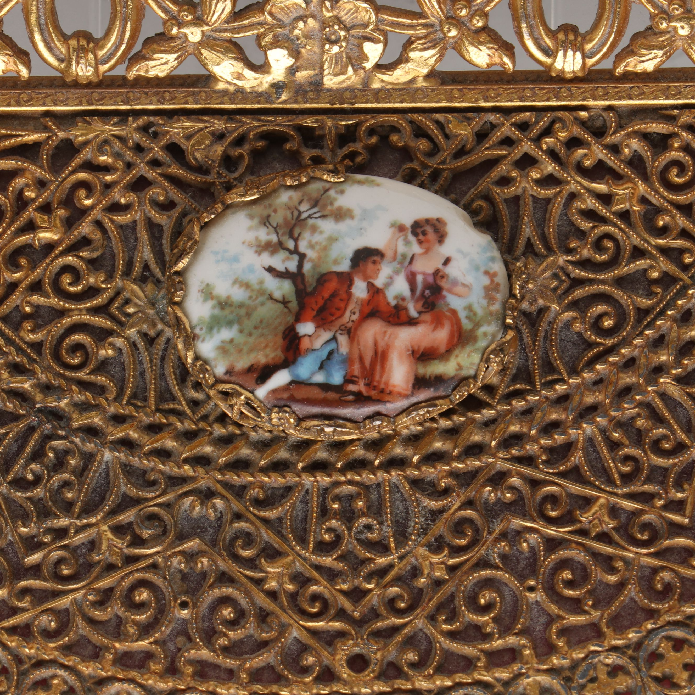 Louis XVI Style Ormolu Brass and Glass Vanity Tray with  Box