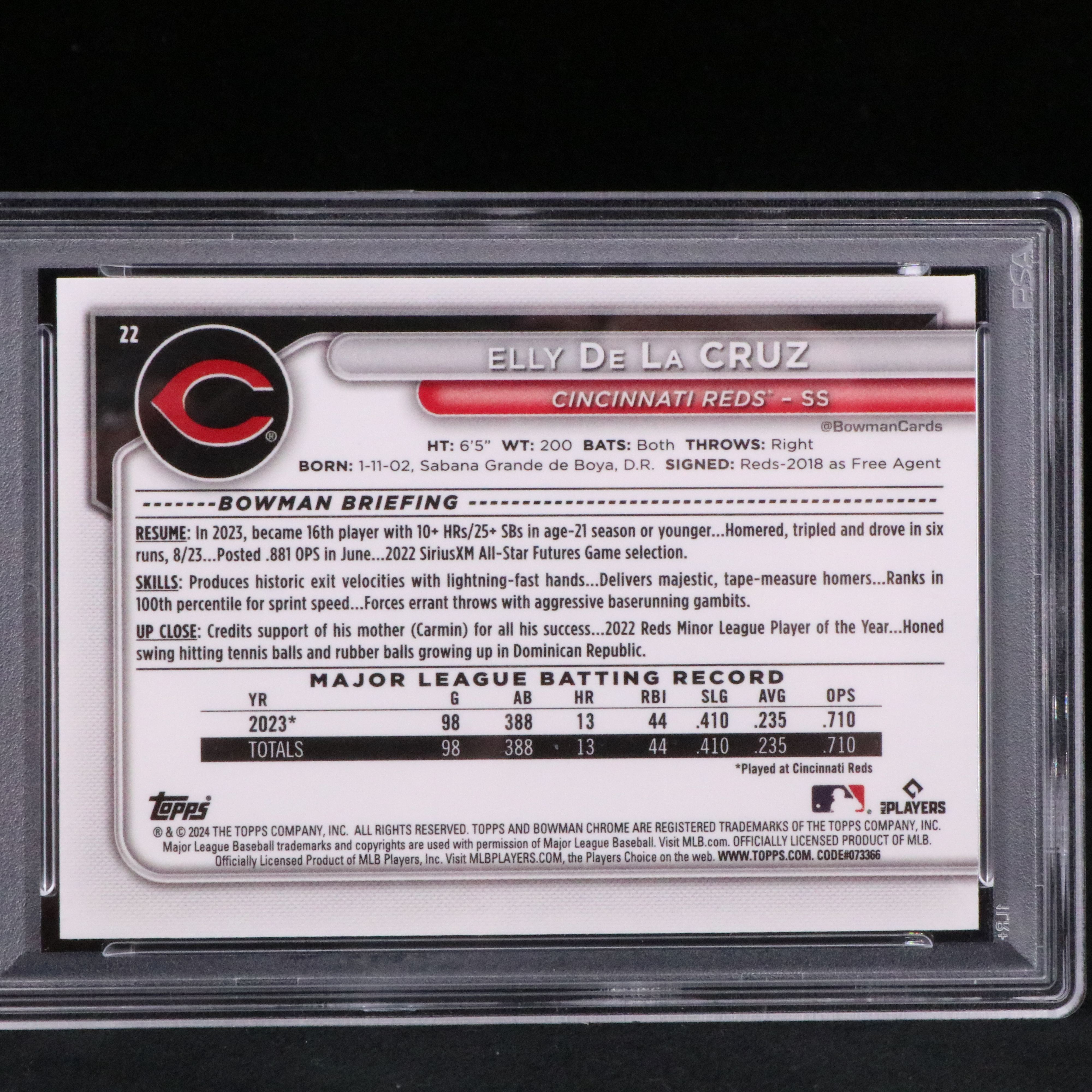 2024 Bowman Chrome Elly De La Cruz Mega Box Refractor Rookie Card Graded PSA 10