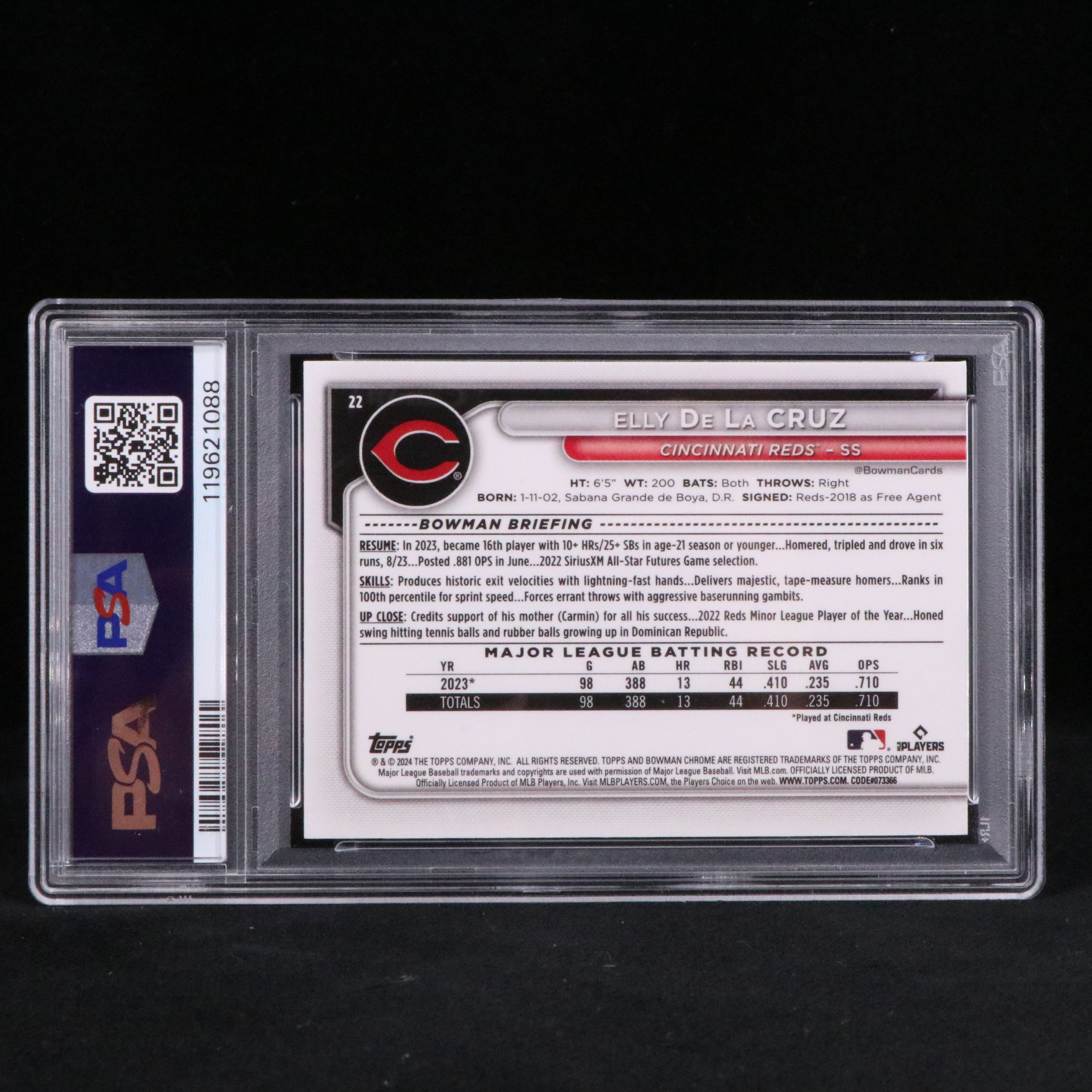 2024 Bowman Chrome Elly De La Cruz Mega Box Refractor Rookie Card Graded PSA 10