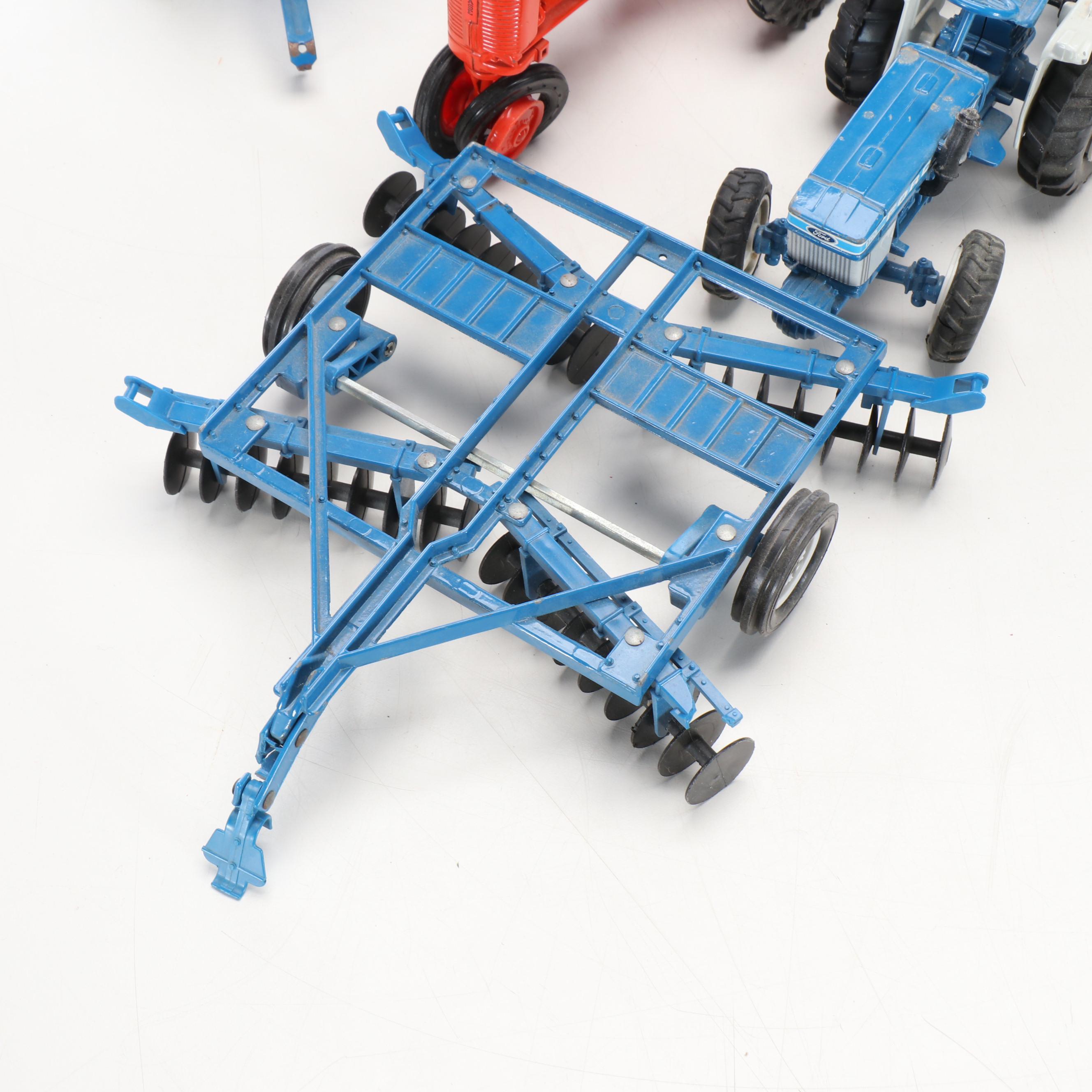 Ford and John Deere Metal Model Tractors and Other Farm Accessories