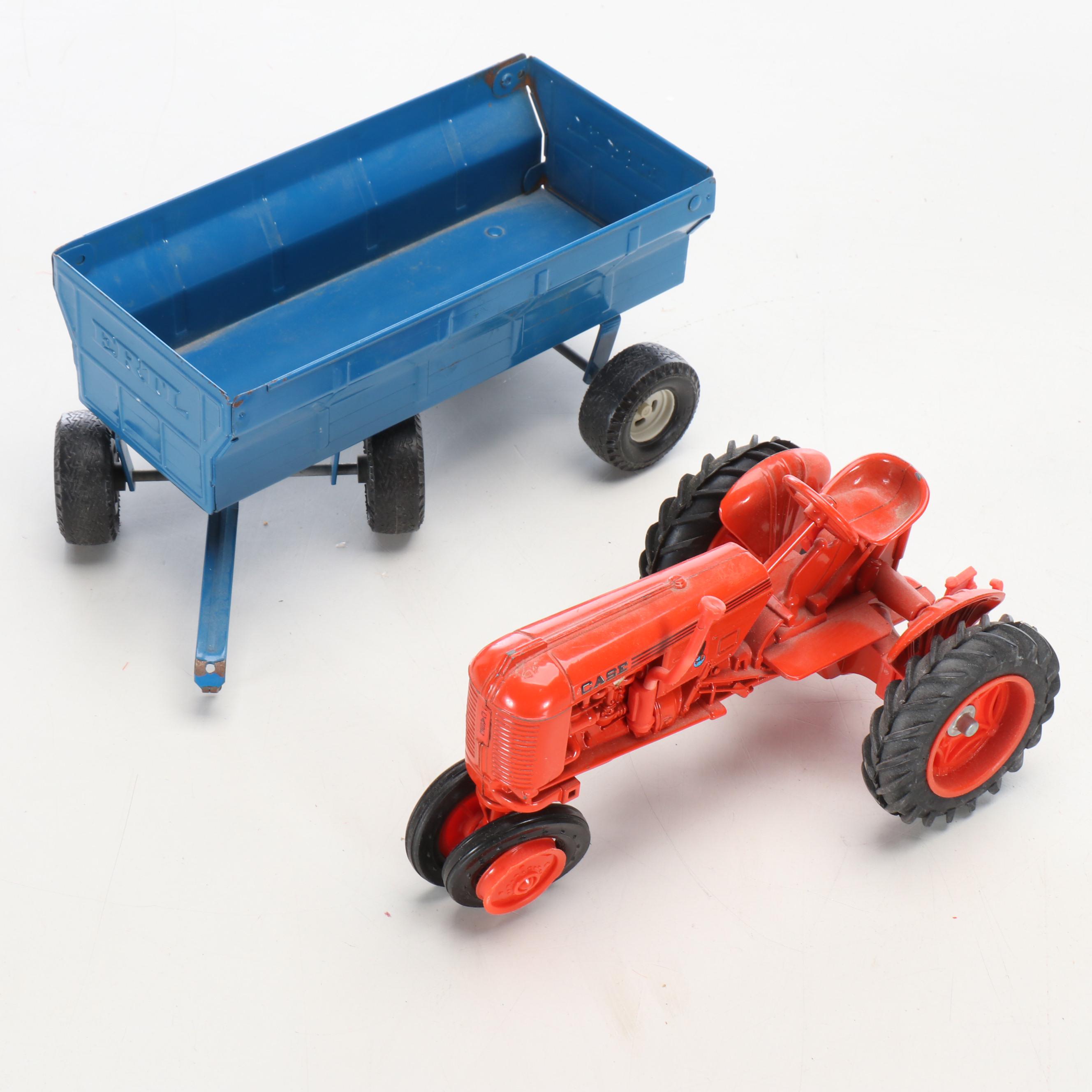 Ford and John Deere Metal Model Tractors and Other Farm Accessories
