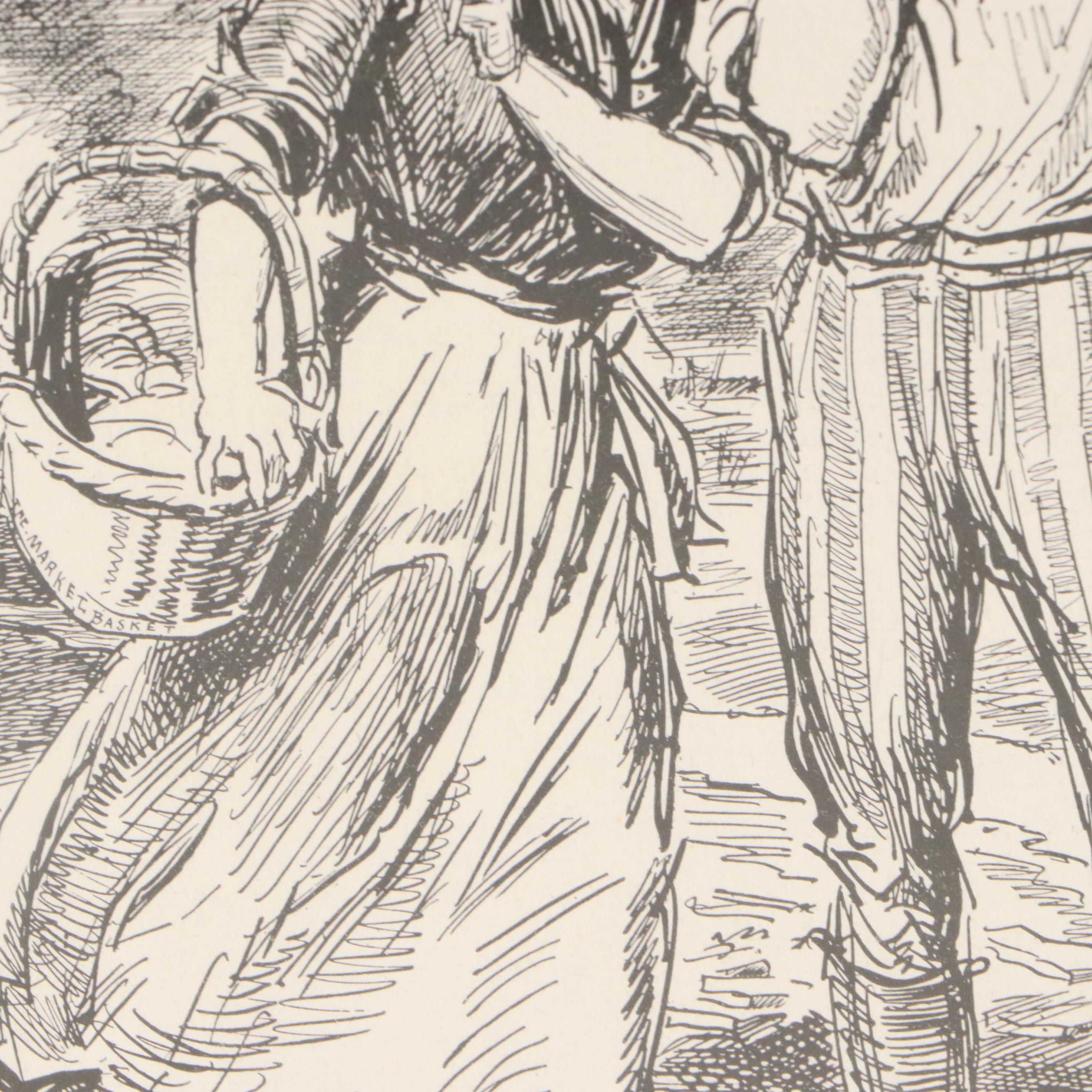 After Charles Dana Gibson Lithograph and Halftone Print, Mid to Late 20th C.