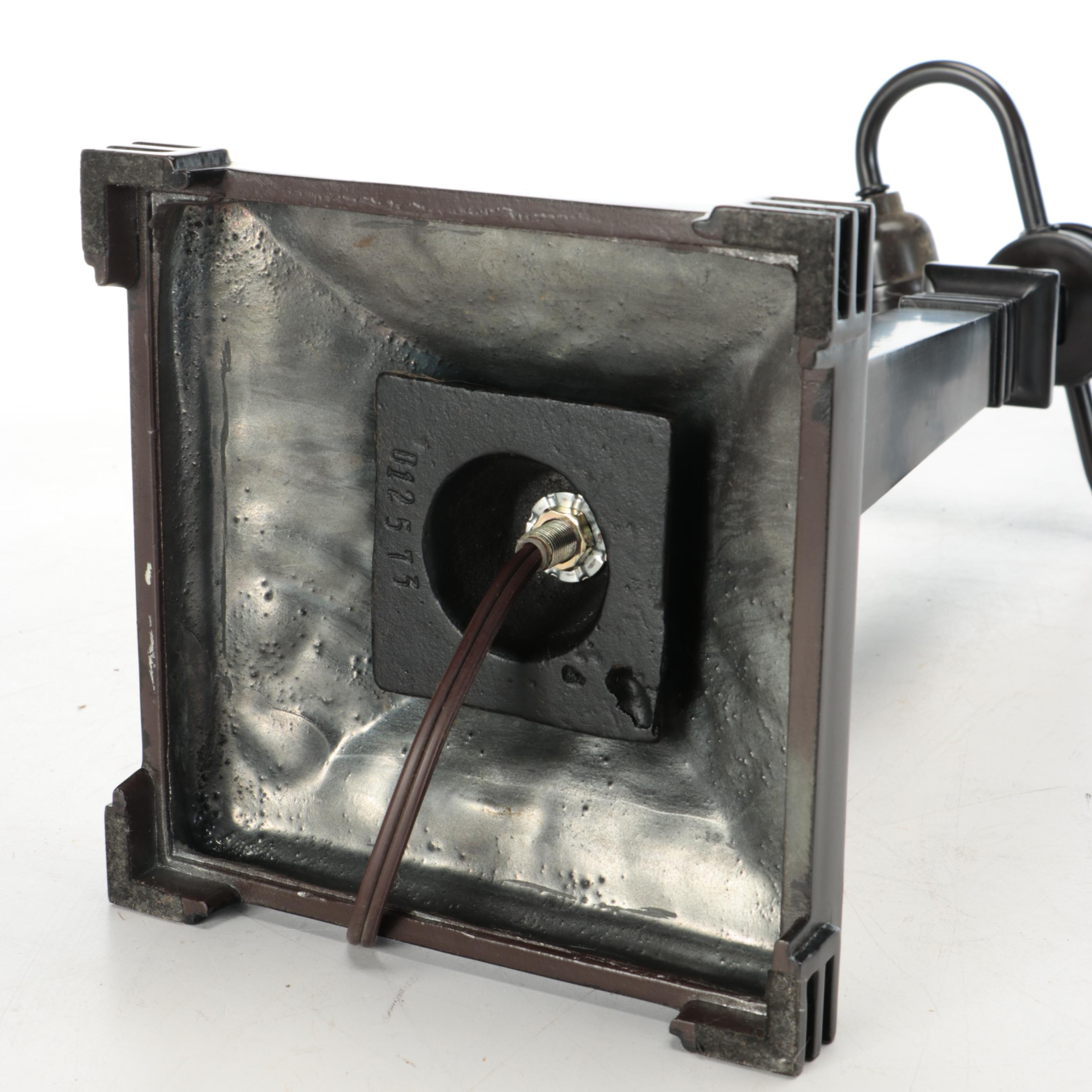 Prairie Style ORB Metal Table Lamps with Slag Glass Pyramid Shades