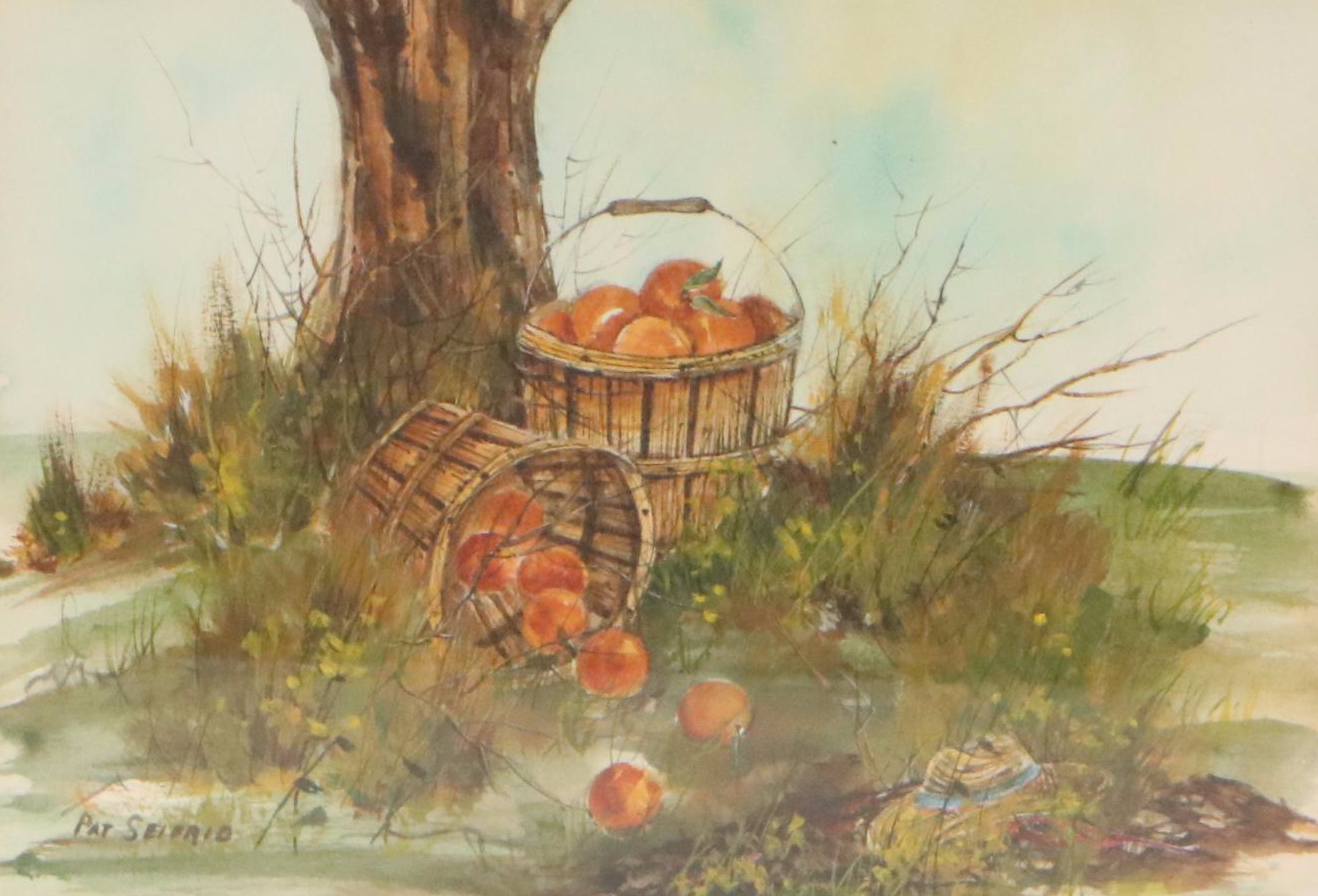 Pat Seibrid Watercolor Painting "Cider Time," Mid to Late 20th Century