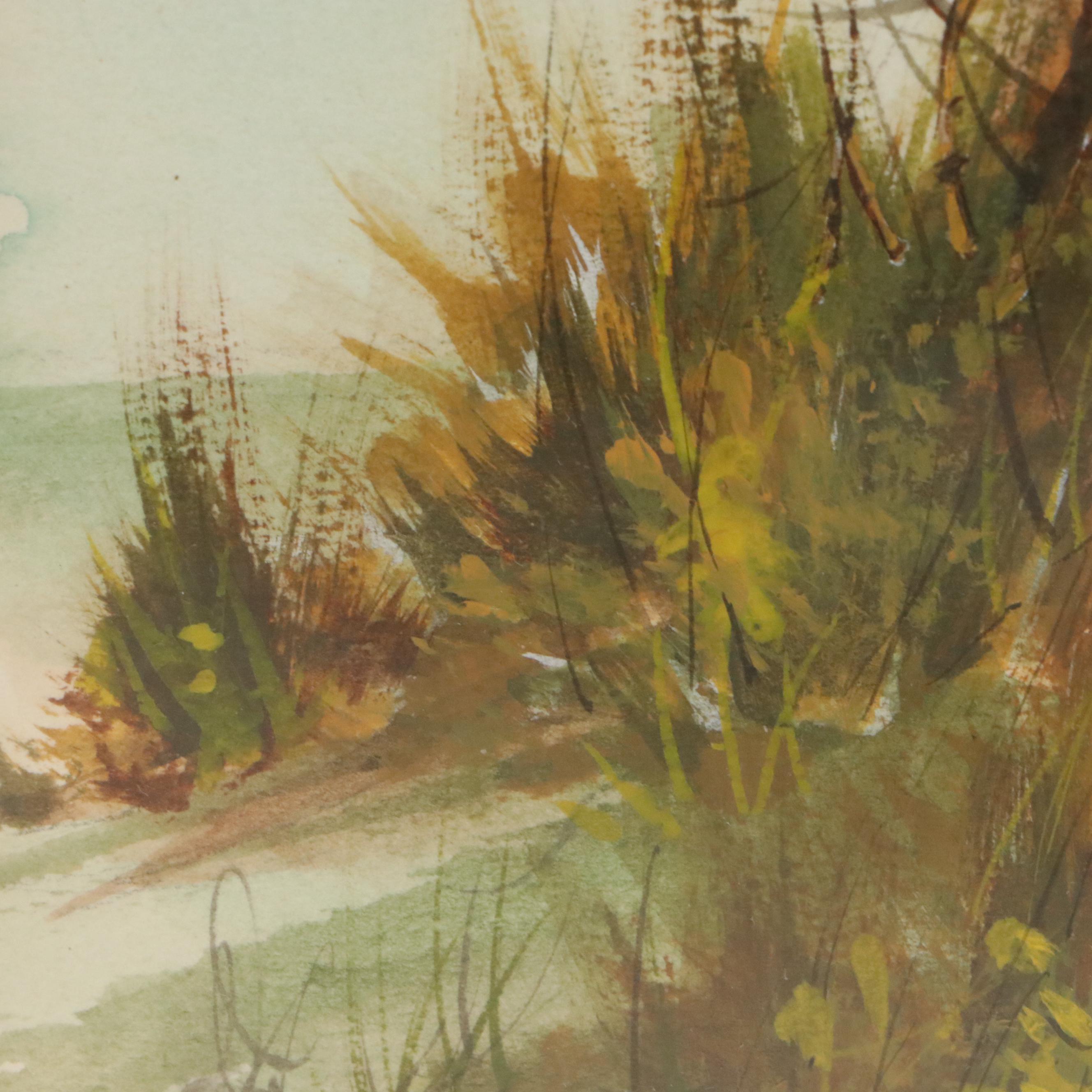 Pat Seibrid Watercolor Painting "Cider Time," Mid to Late 20th Century