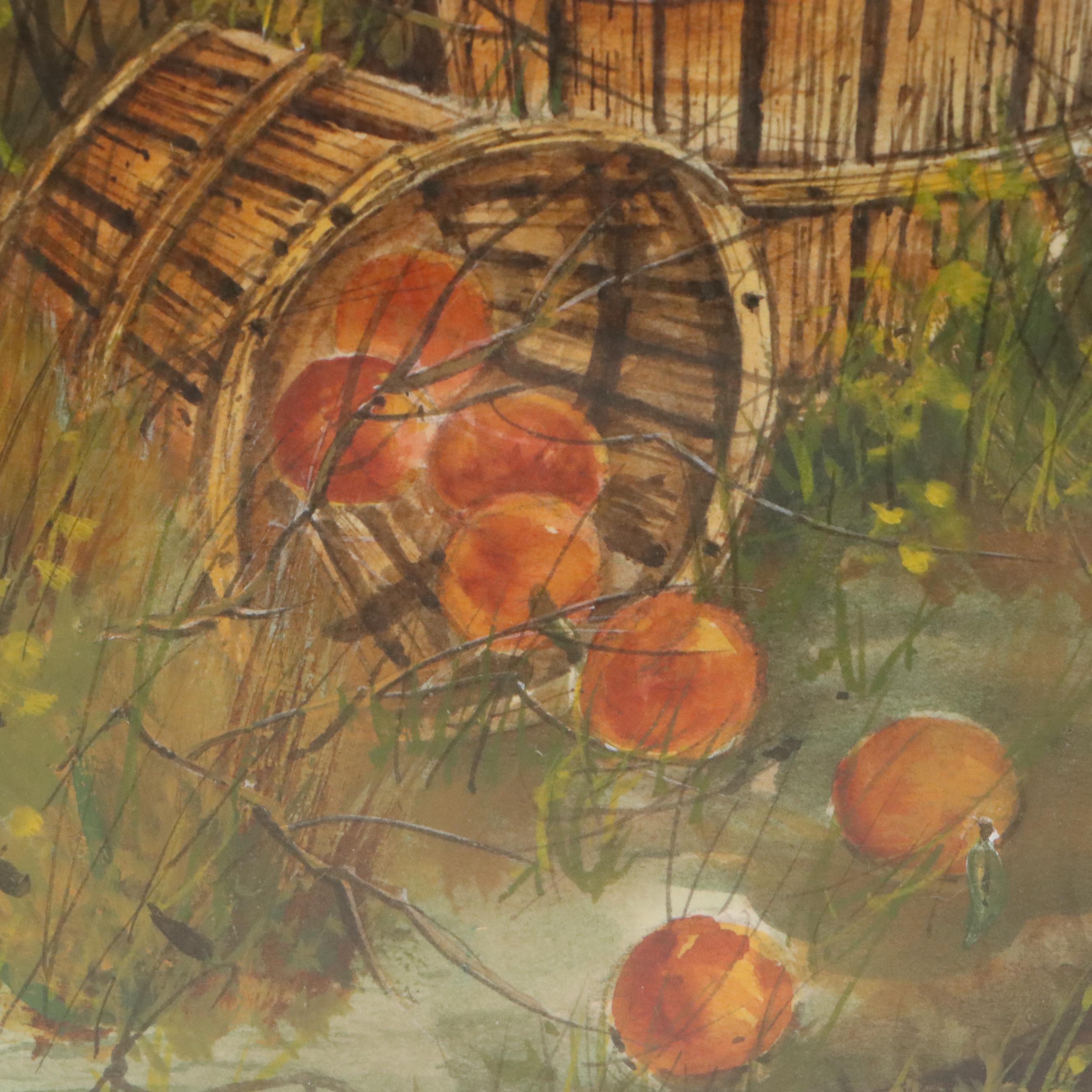 Pat Seibrid Watercolor Painting "Cider Time," Mid to Late 20th Century