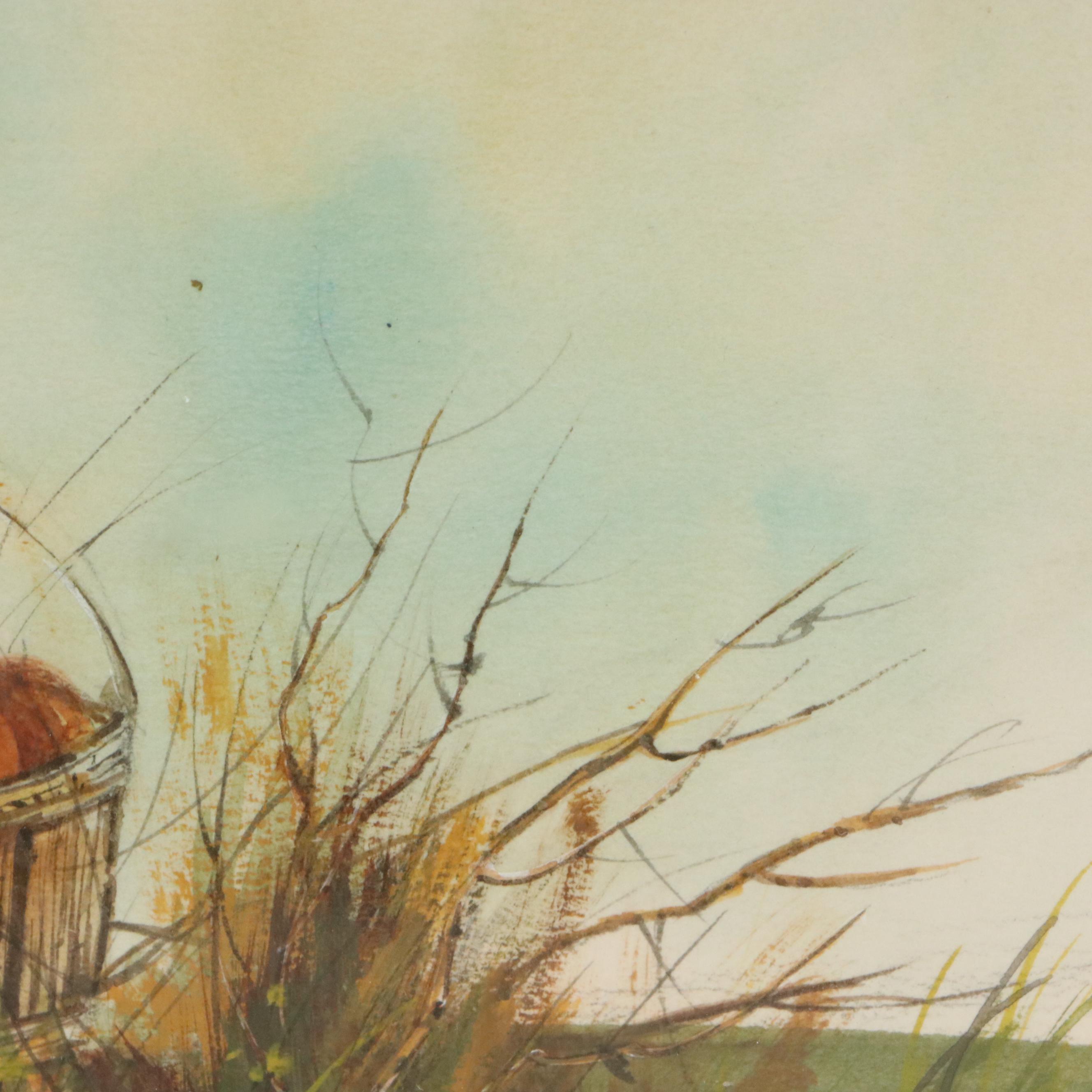 Pat Seibrid Watercolor Painting "Cider Time," Mid to Late 20th Century