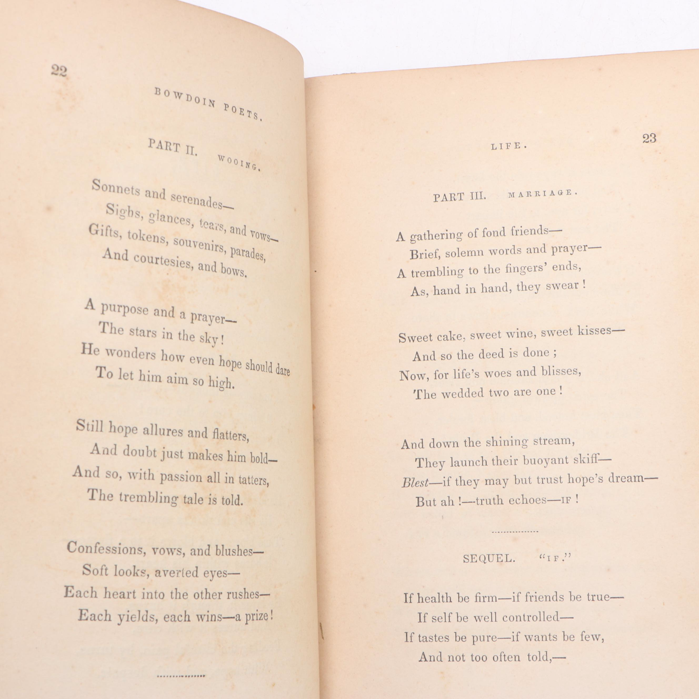 Second Edition "Bowdoin Poets" by Edward P. Weston, 1857