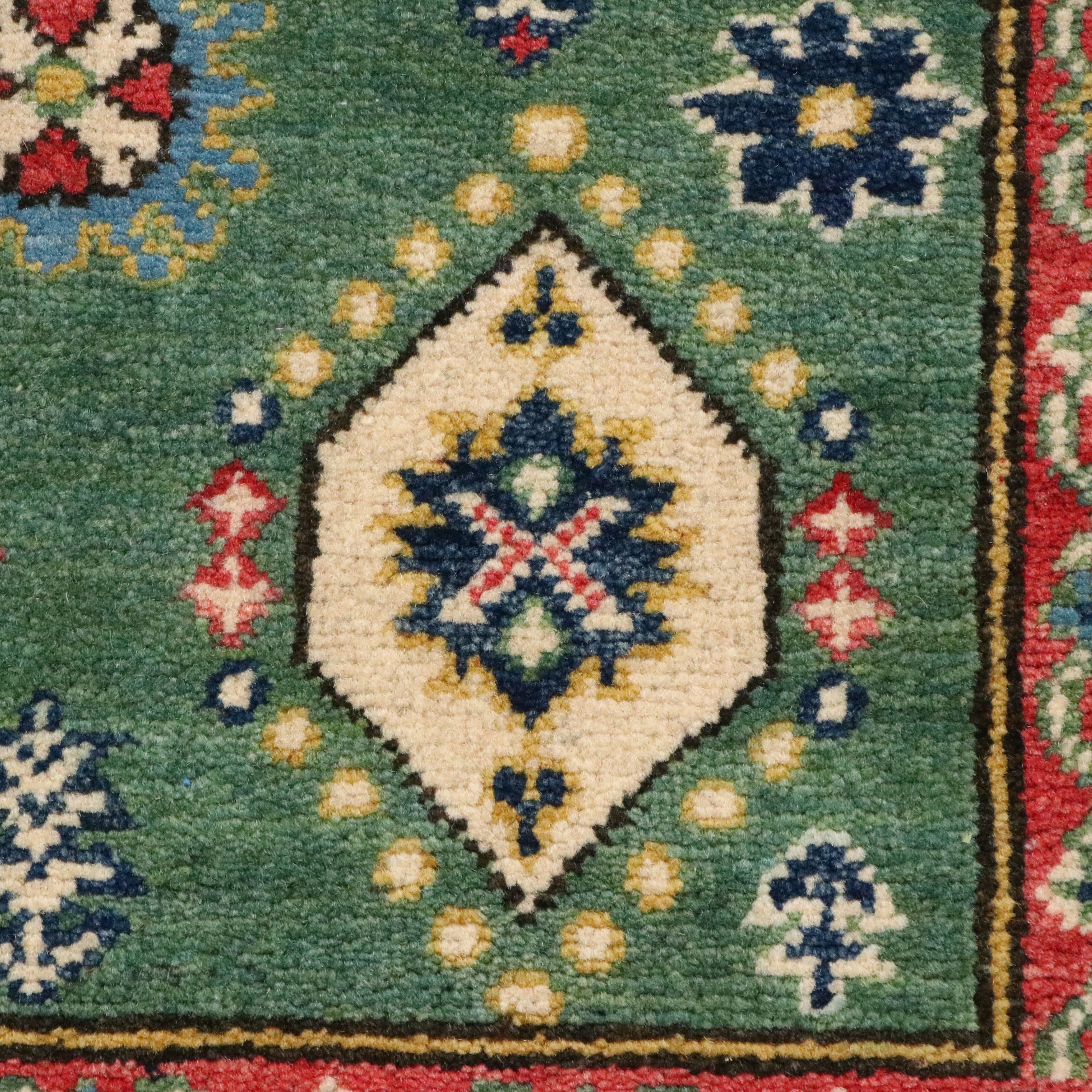 3'4 x 5'1 Hand-Knotted Afghan Kazak Area Rug