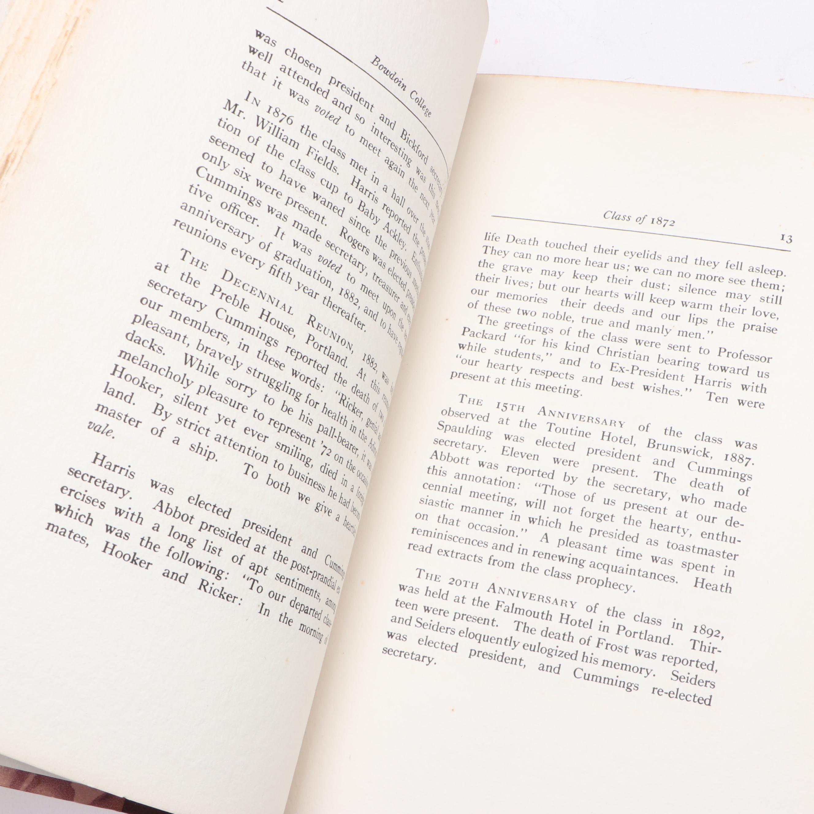 "Class of 1872 Bowdoin College" Foreword by J. S. Richards, 1918