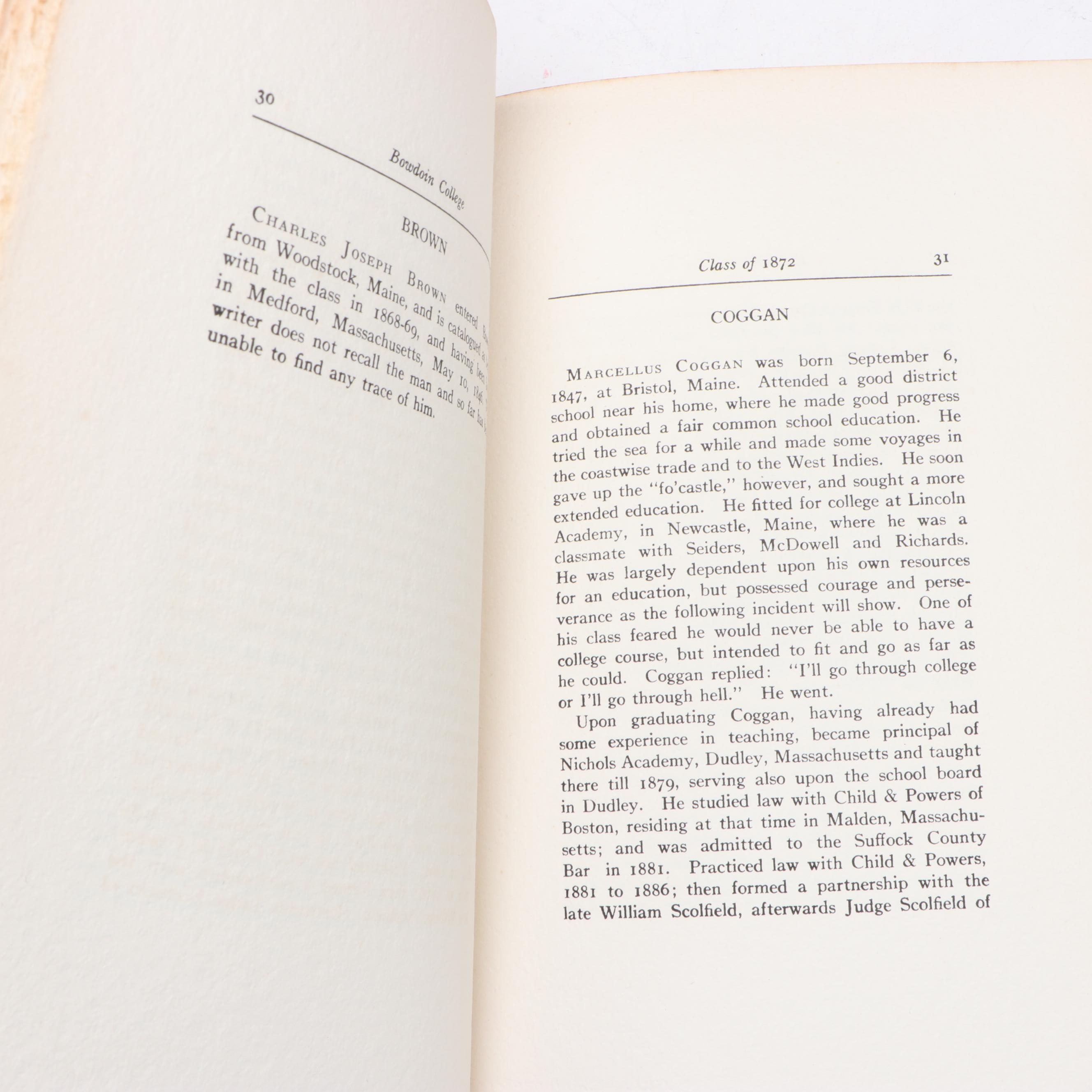 "Class of 1872 Bowdoin College" Foreword by J. S. Richards, 1918