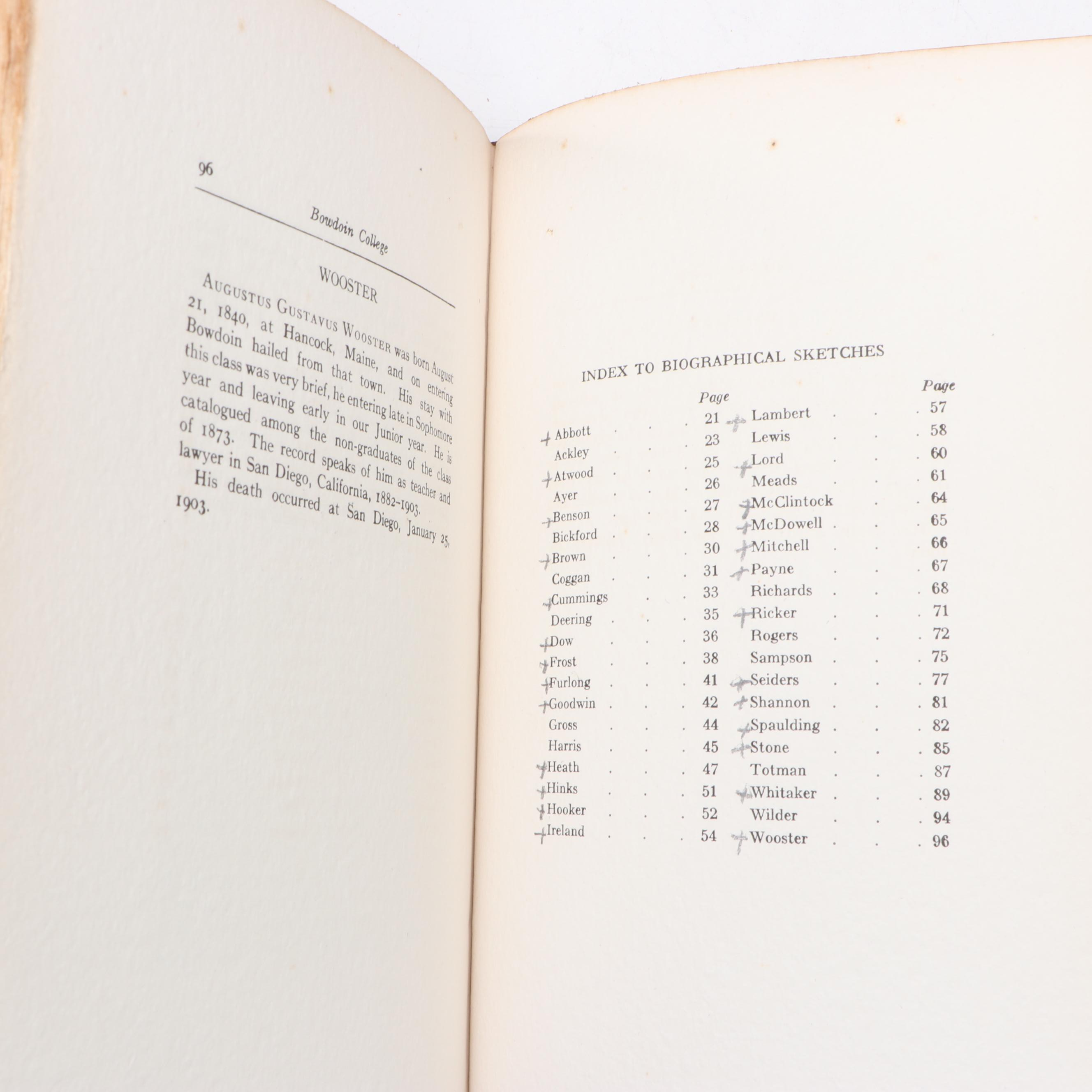 "Class of 1872 Bowdoin College" Foreword by J. S. Richards, 1918