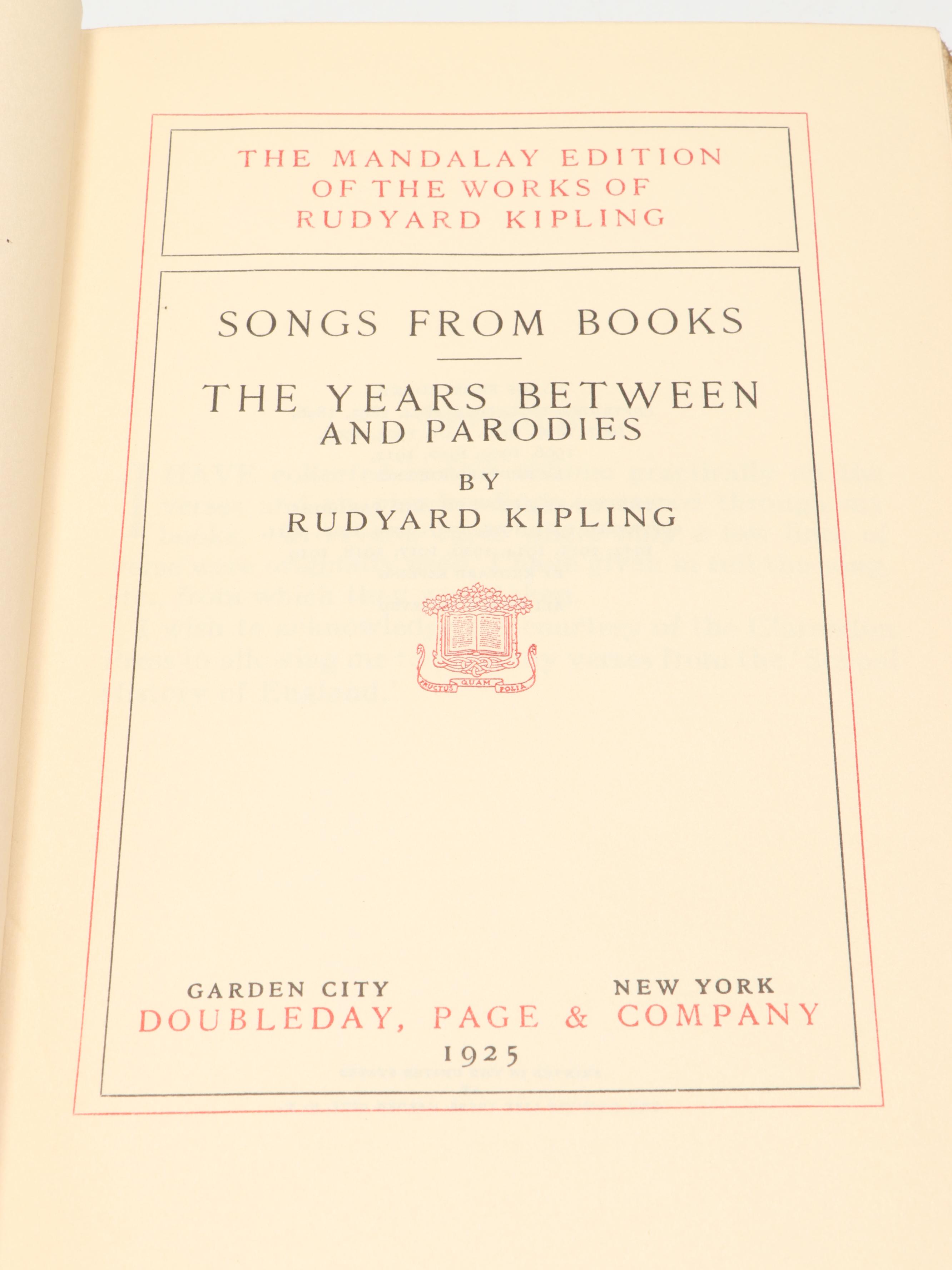 Mandalay Edition "The Works of Rudyard Kipling" Partial Set, 1925