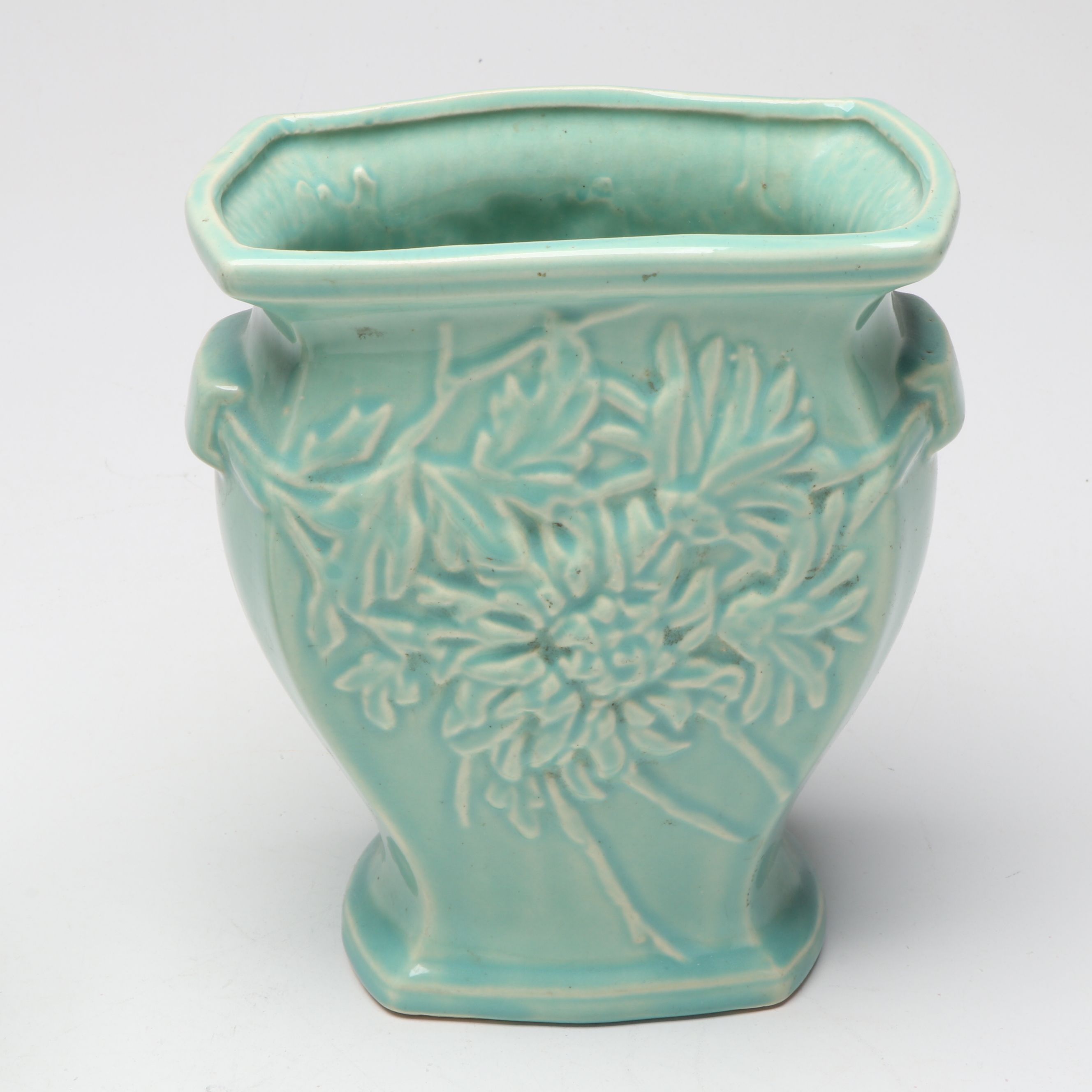 McCoy Pottery Floral Vase with Butterfly and Other Blue Ceramic planters