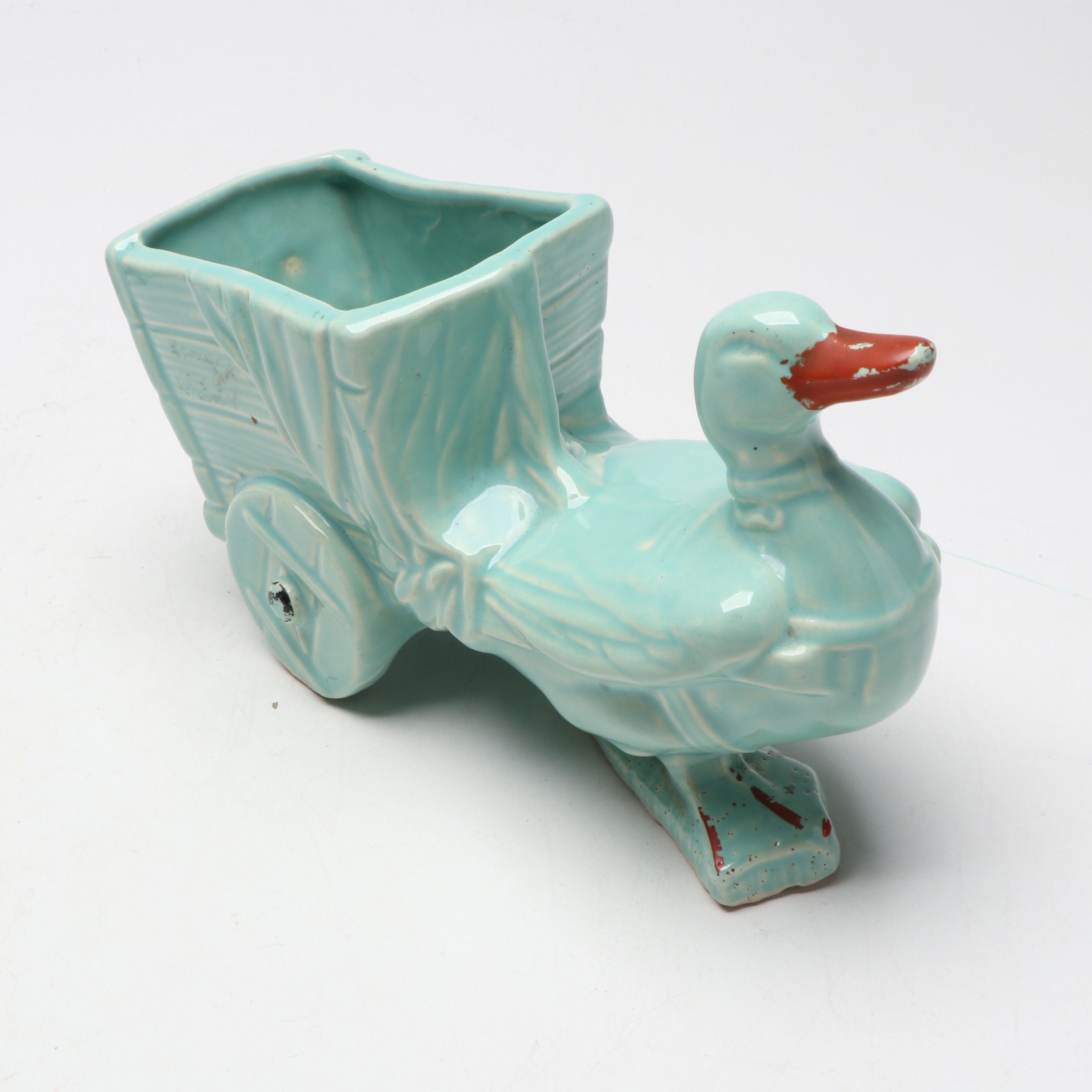 McCoy Pottery Floral Vase with Butterfly and Other Blue Ceramic planters