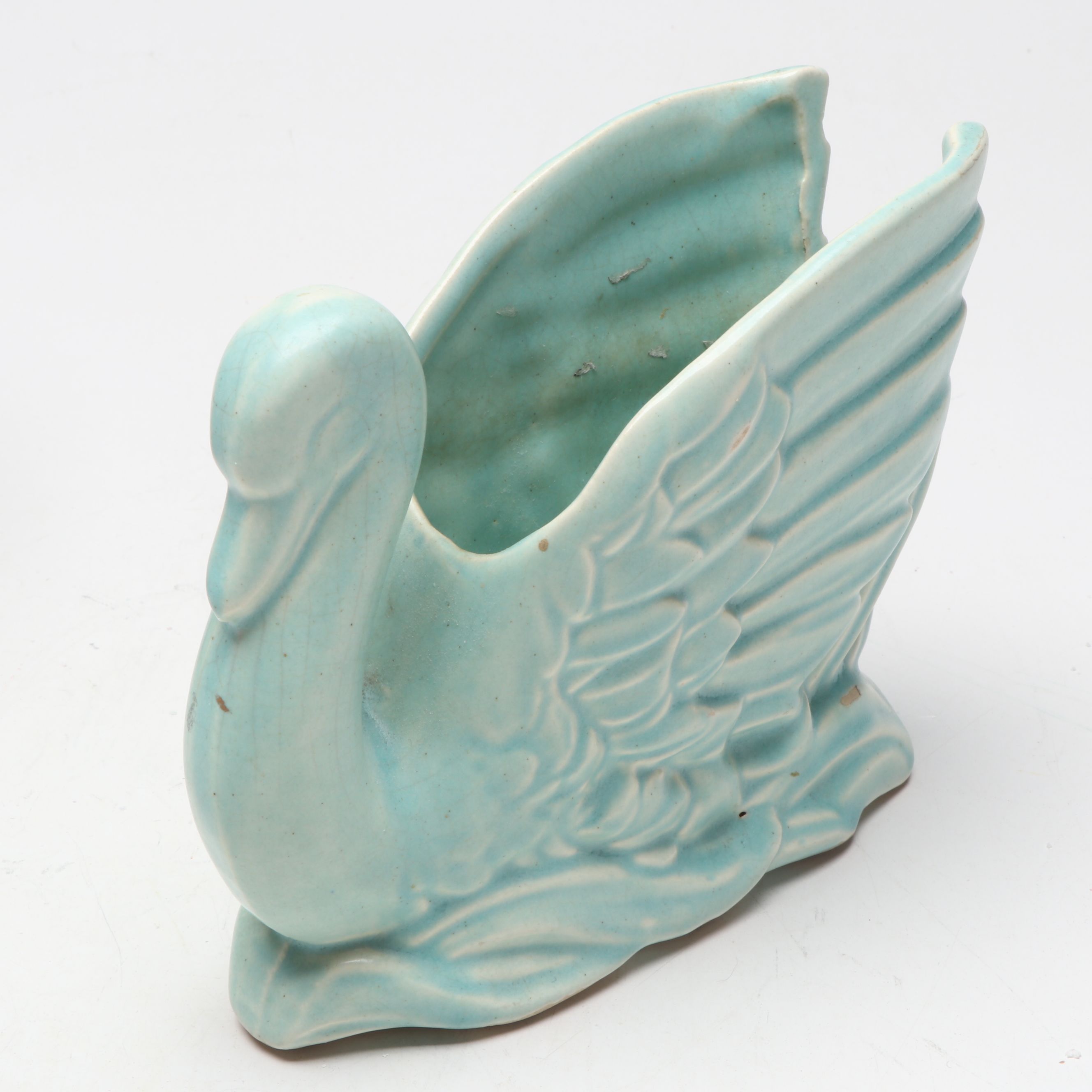 McCoy Pottery Floral Vase with Butterfly and Other Blue Ceramic planters