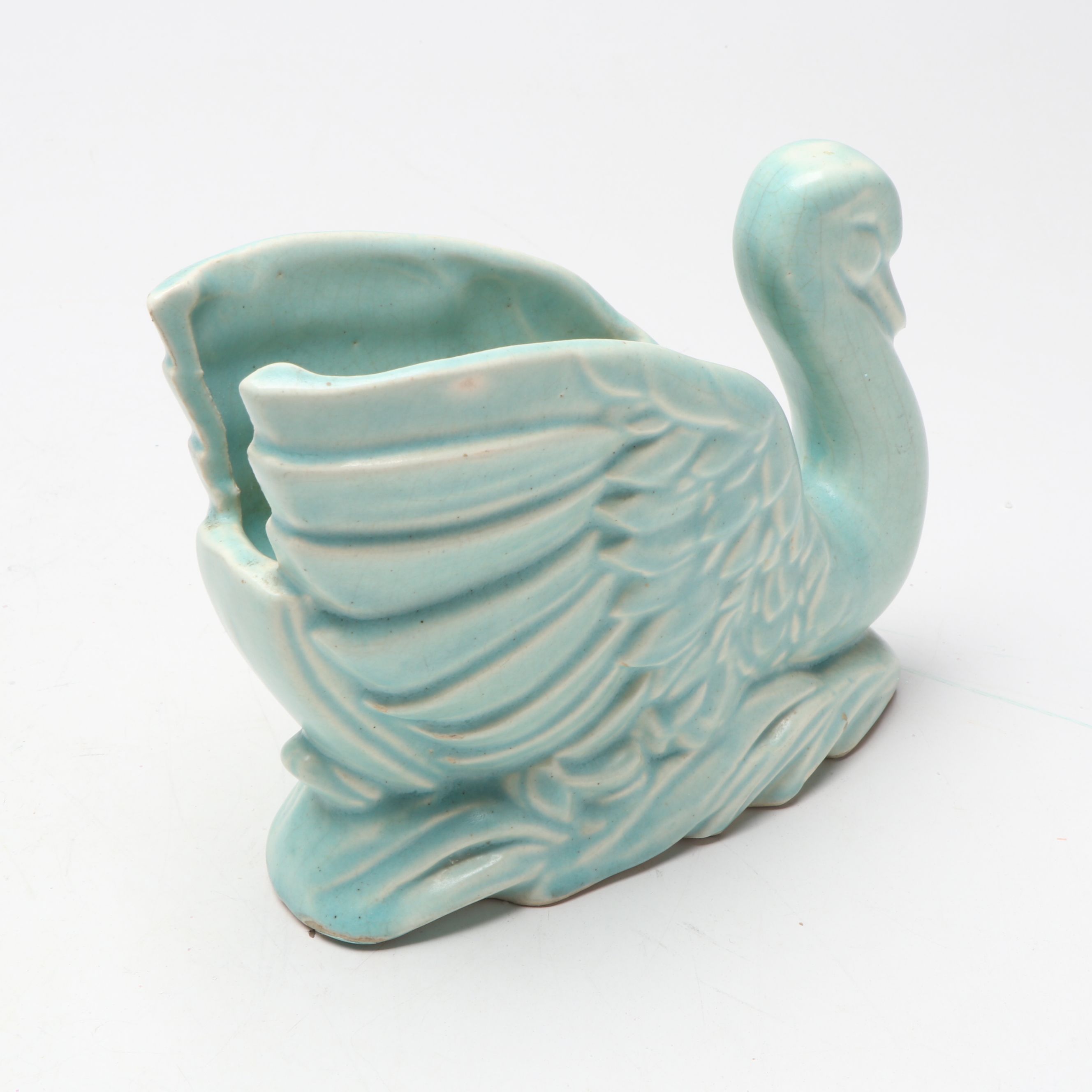 McCoy Pottery Floral Vase with Butterfly and Other Blue Ceramic planters