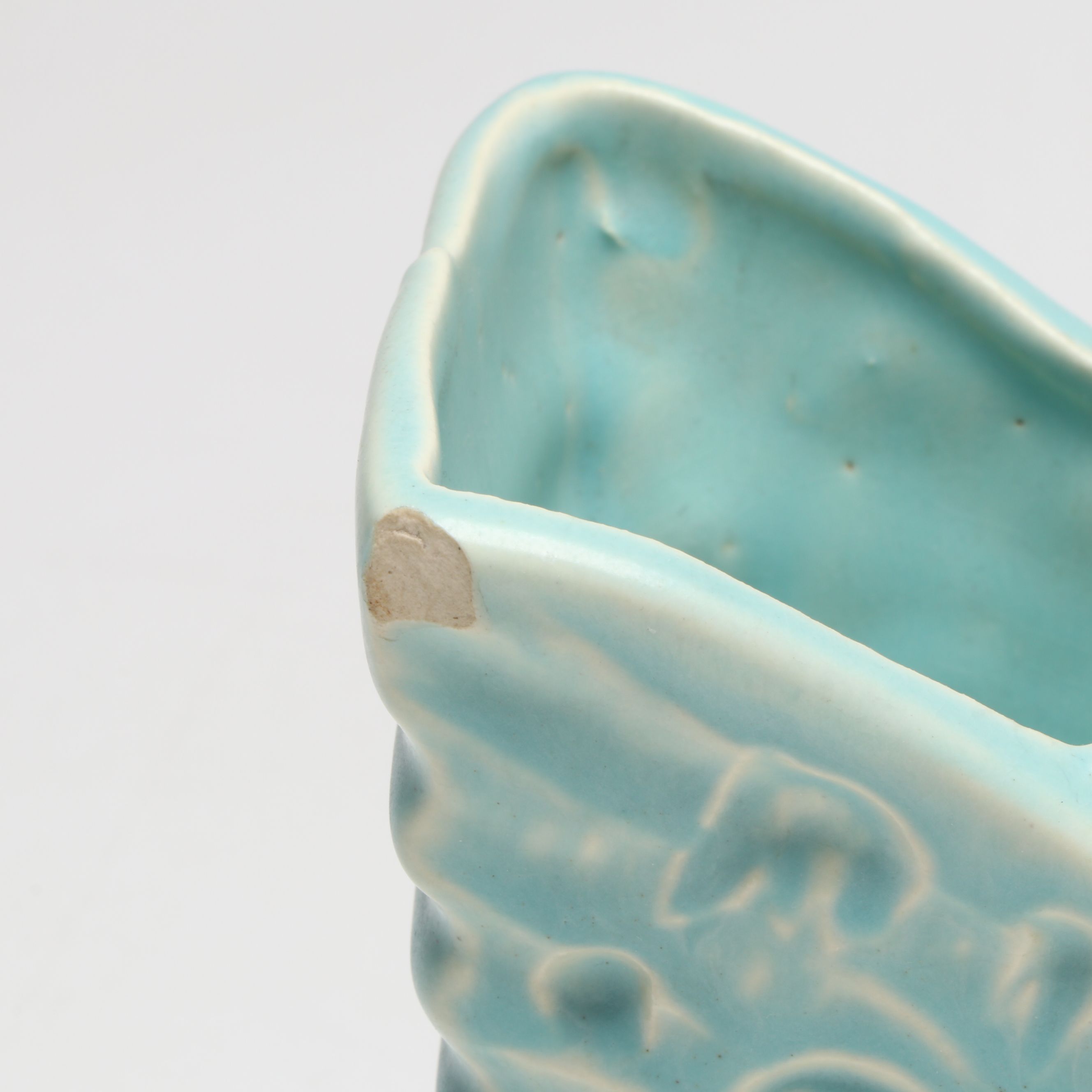 McCoy Pottery Floral Vase with Butterfly and Other Blue Ceramic planters