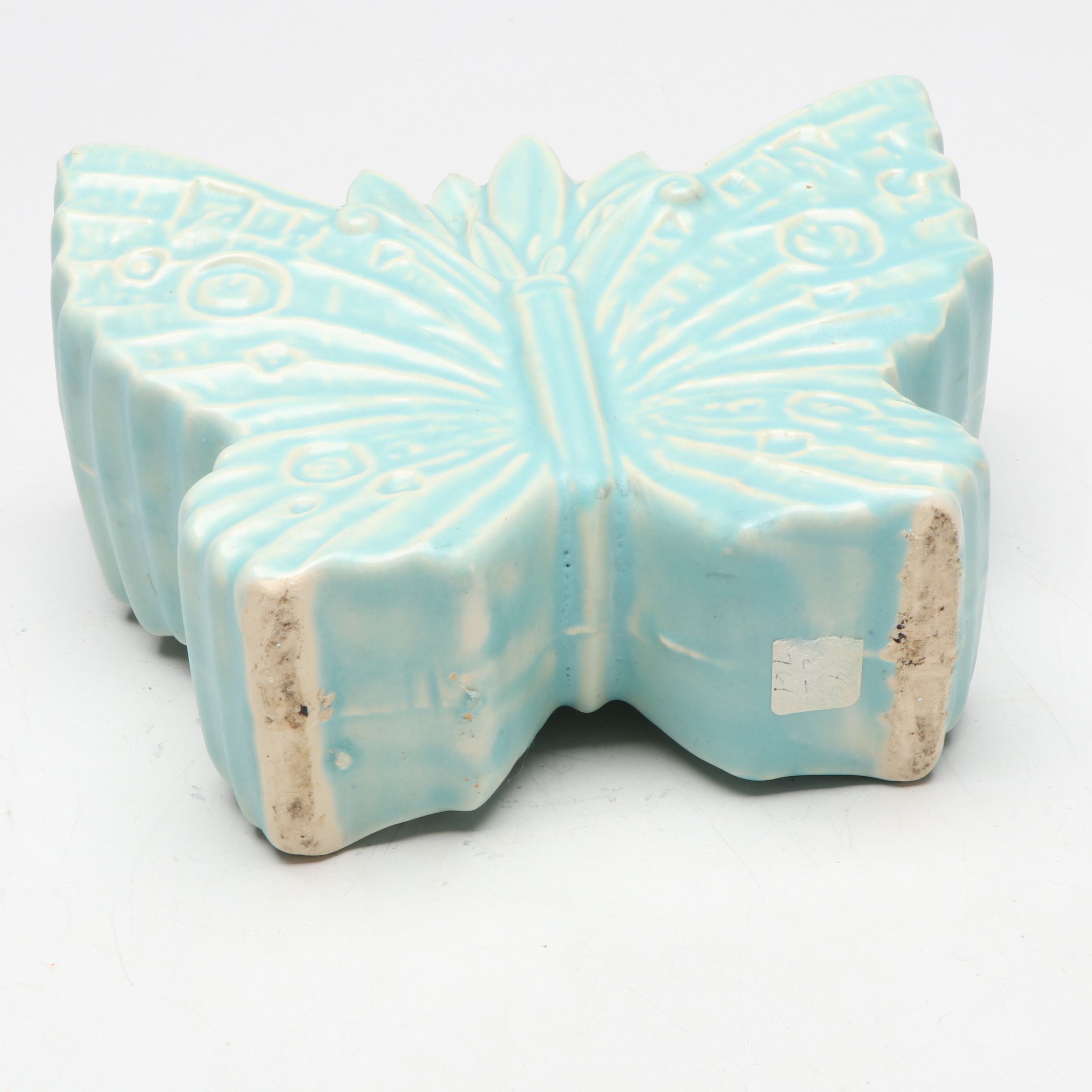 McCoy Pottery Floral Vase with Butterfly and Other Blue Ceramic planters