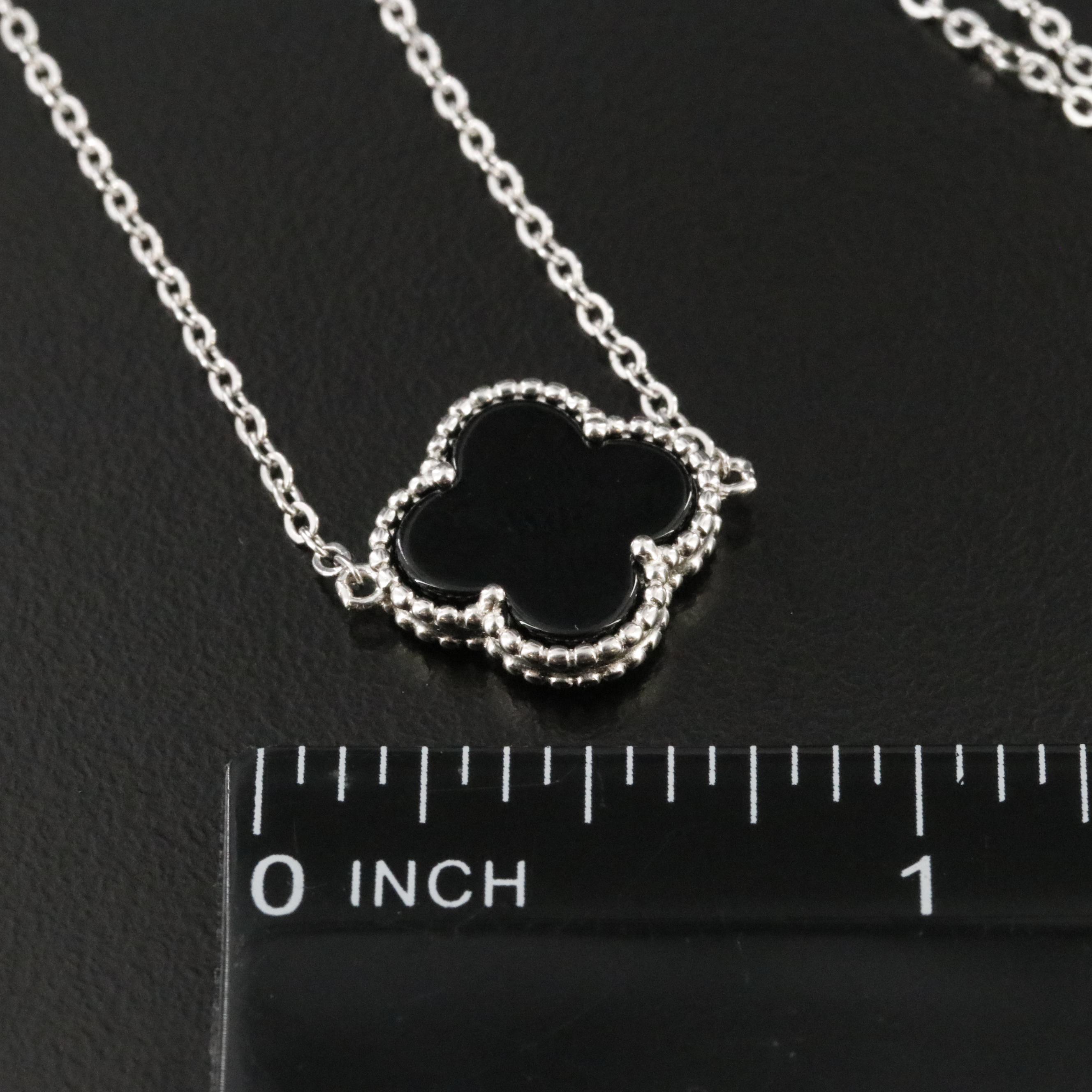 Sterling Black Onyx Quatrefoil Necklace