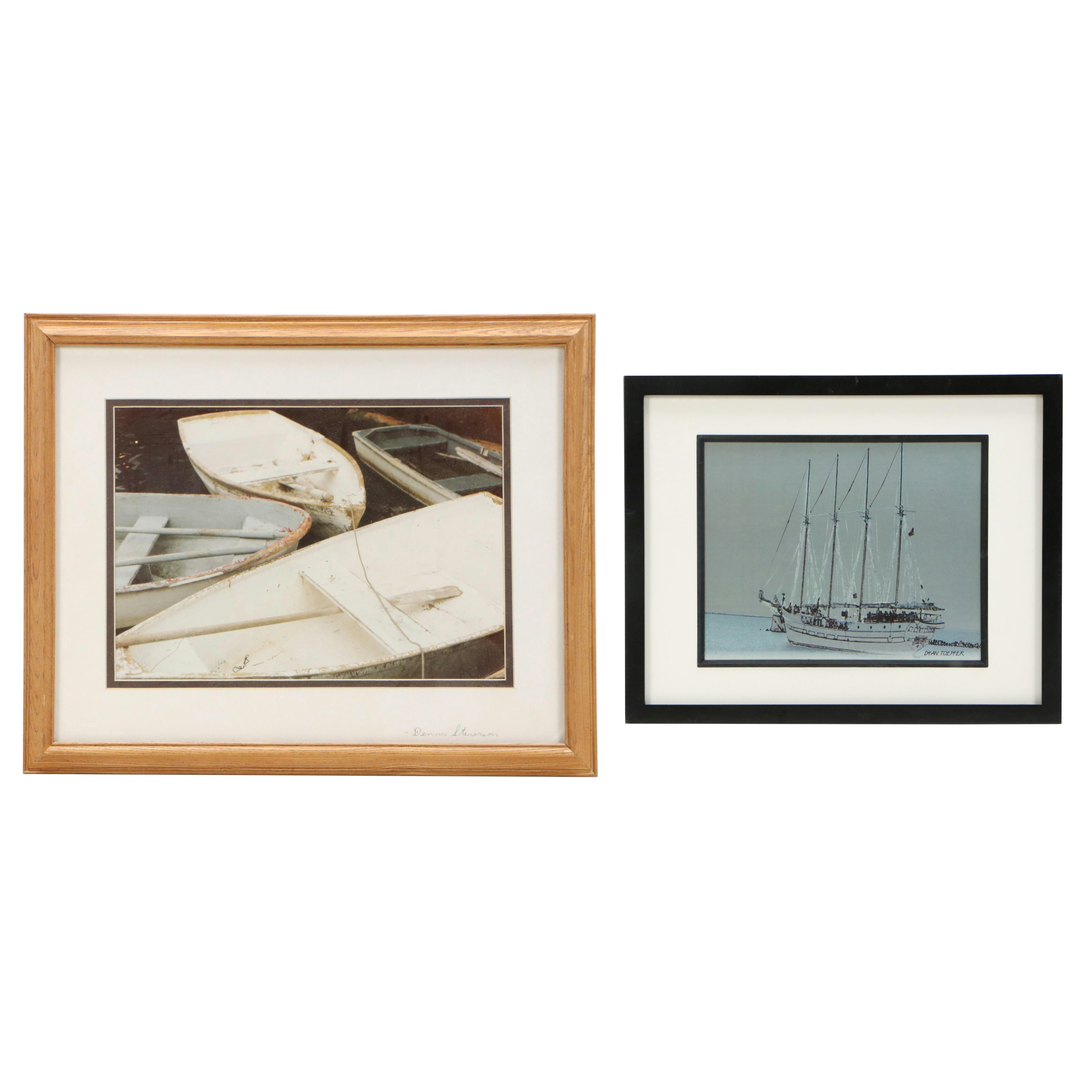 Digital Print and Offset Lithograph Prints of Boats, Late 20th Century