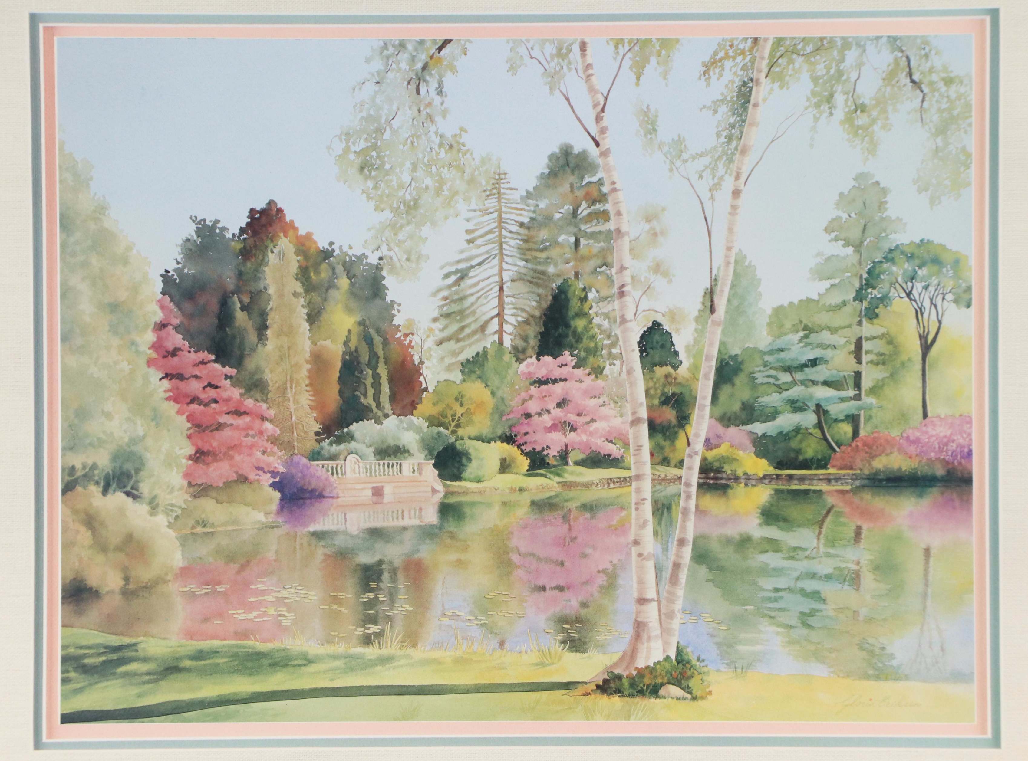 After Gloria Eriksen Offset Lithograph "Reflecting Pond," Circa 1992