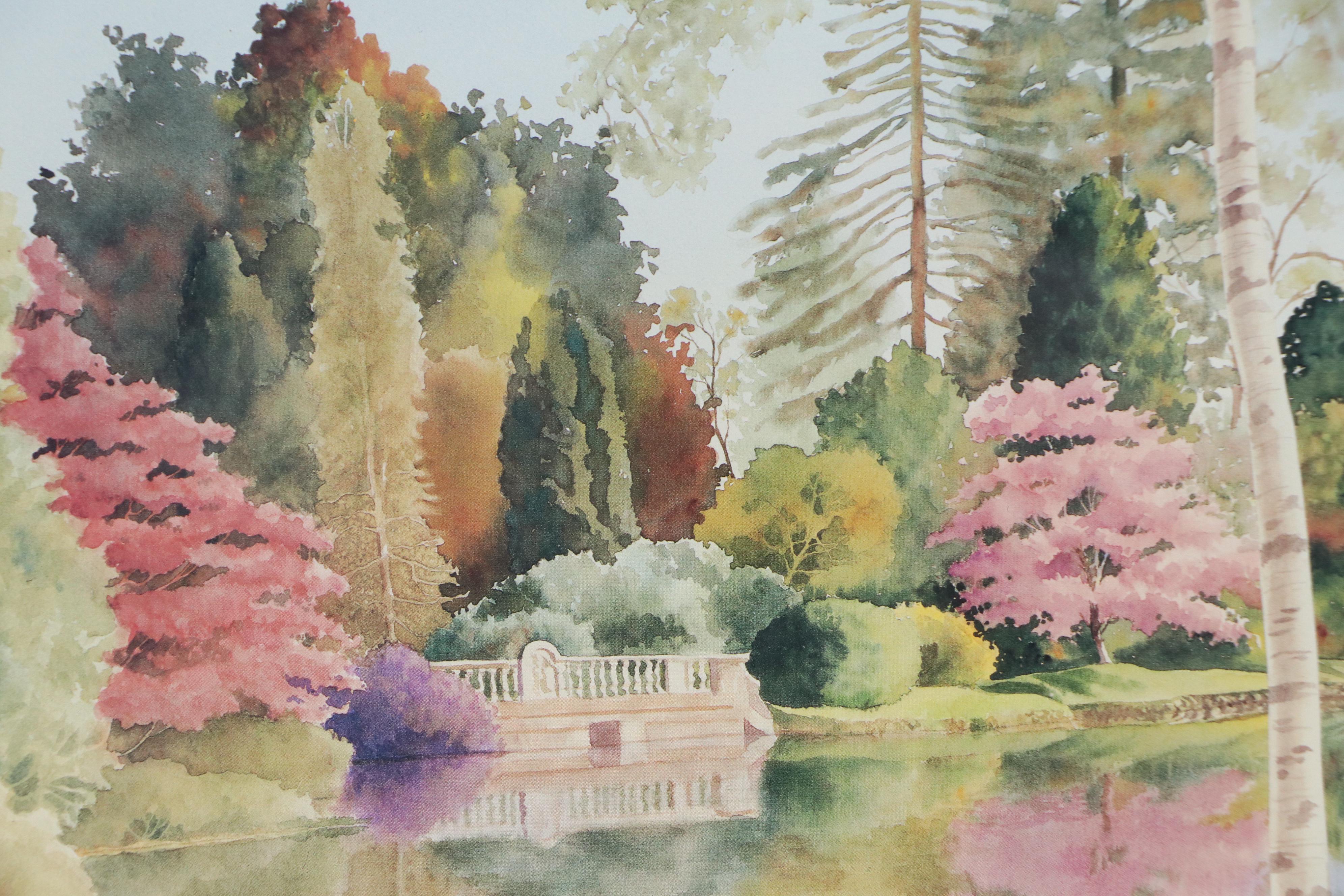 After Gloria Eriksen Offset Lithograph "Reflecting Pond," Circa 1992