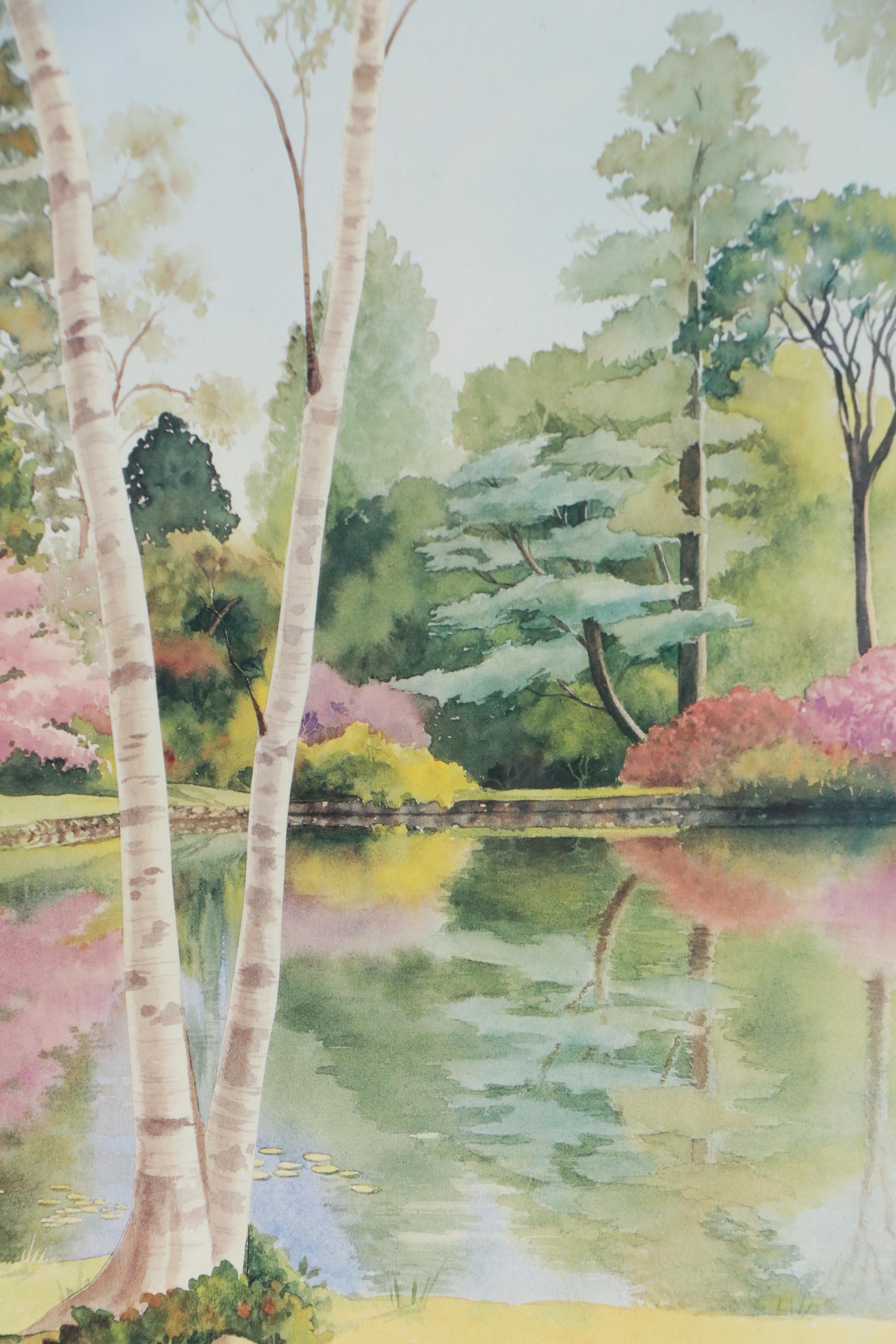 After Gloria Eriksen Offset Lithograph "Reflecting Pond," Circa 1992
