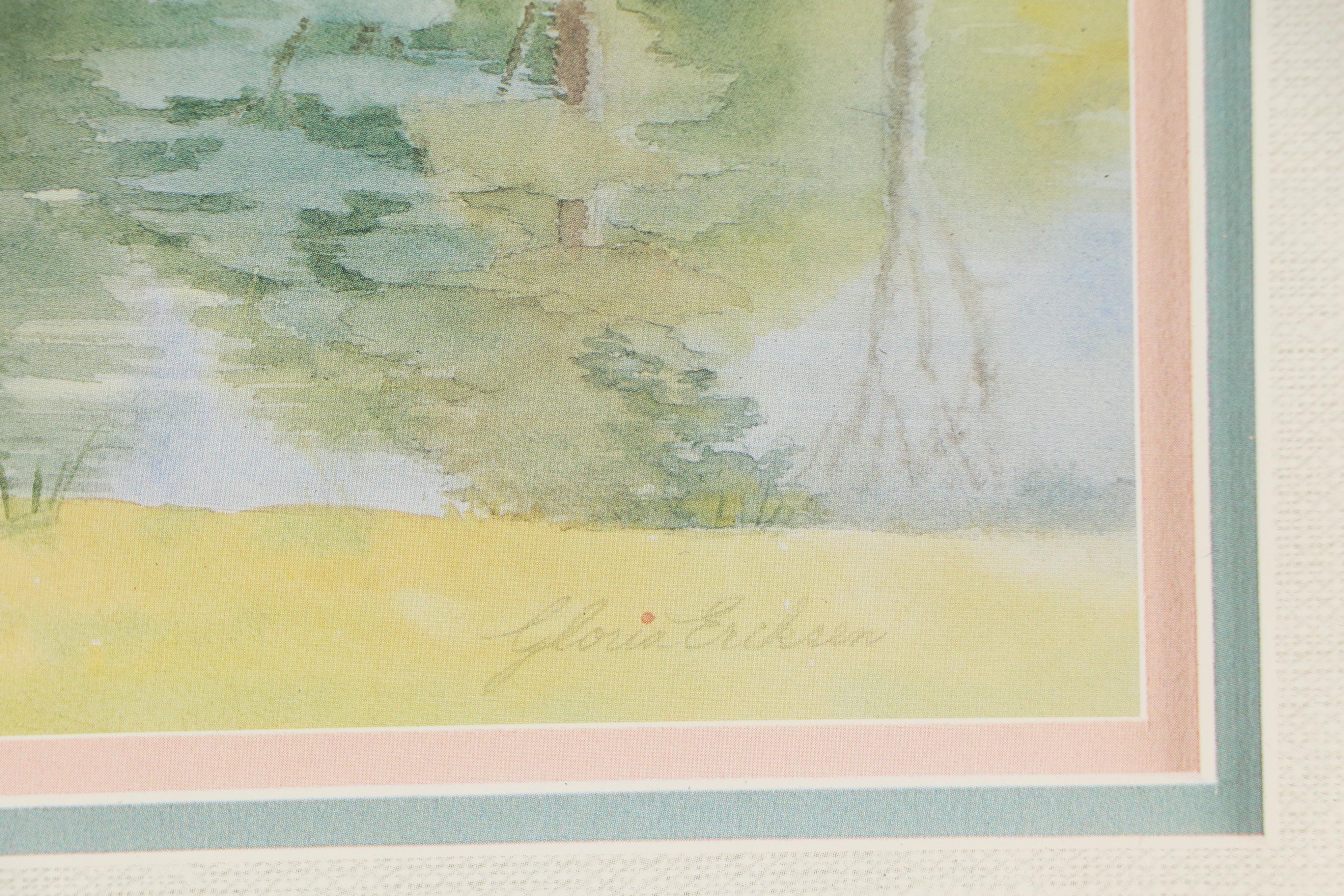 After Gloria Eriksen Offset Lithograph "Reflecting Pond," Circa 1992