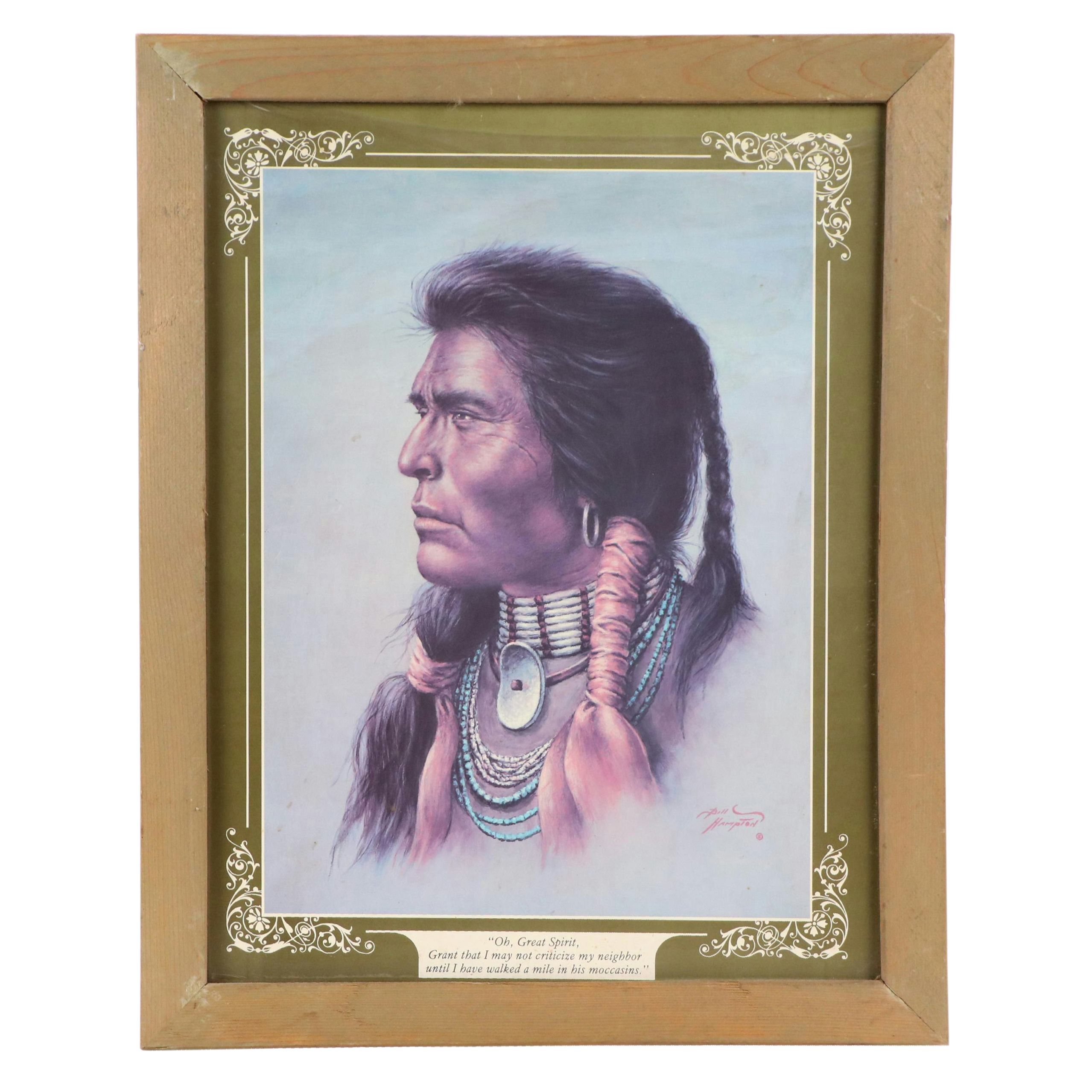 After Bill Hampton Offset Lithograph "Oh Great Spirit," Late 20th C.