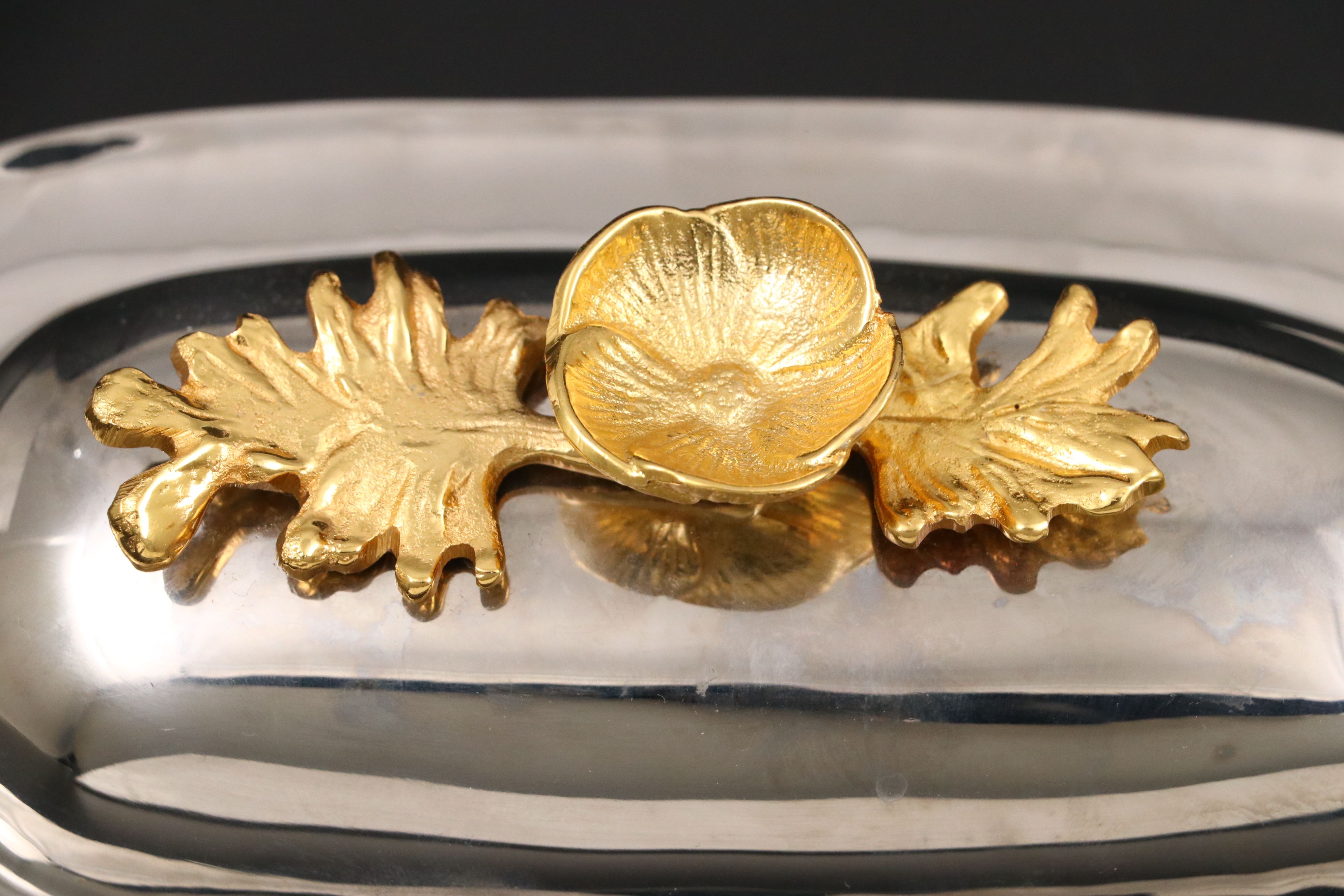 Michael Aram "Buttercup" Stainless Steel and Gold Plate Butter Dishes