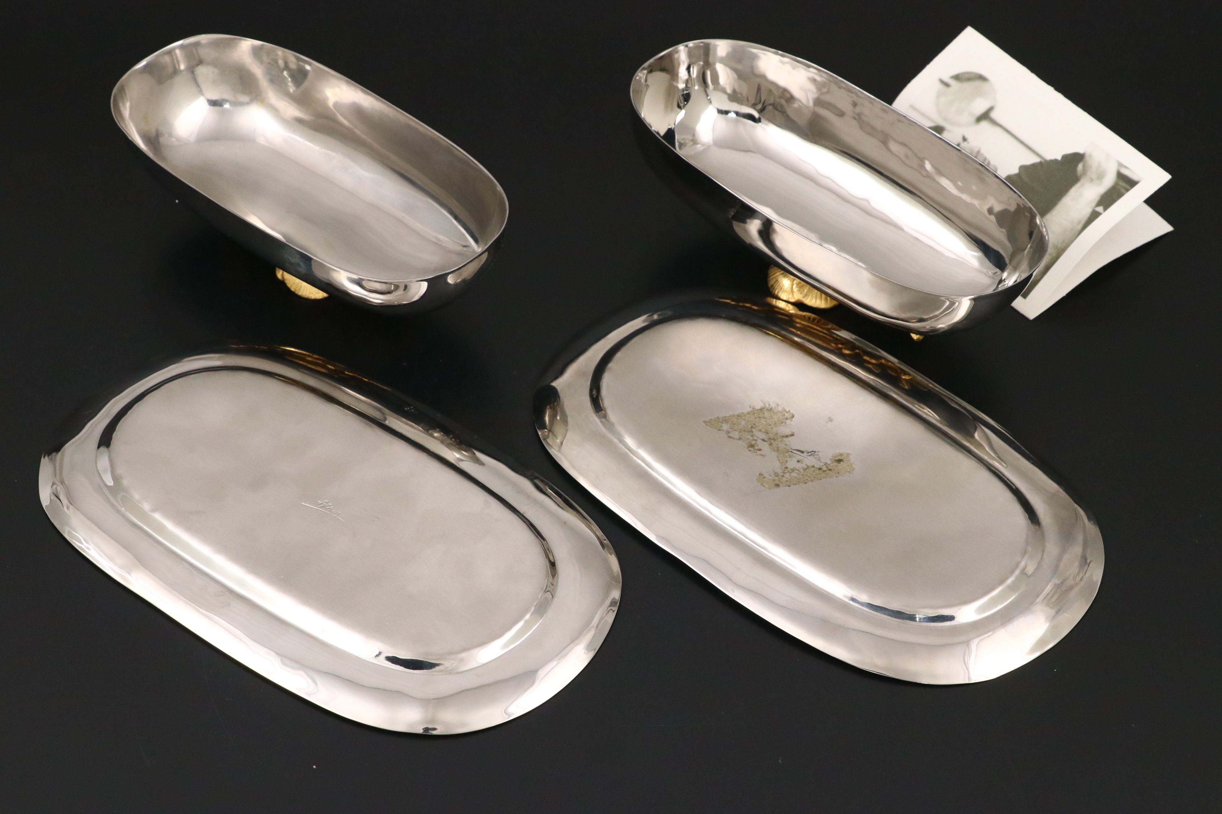Michael Aram "Buttercup" Stainless Steel and Gold Plate Butter Dishes
