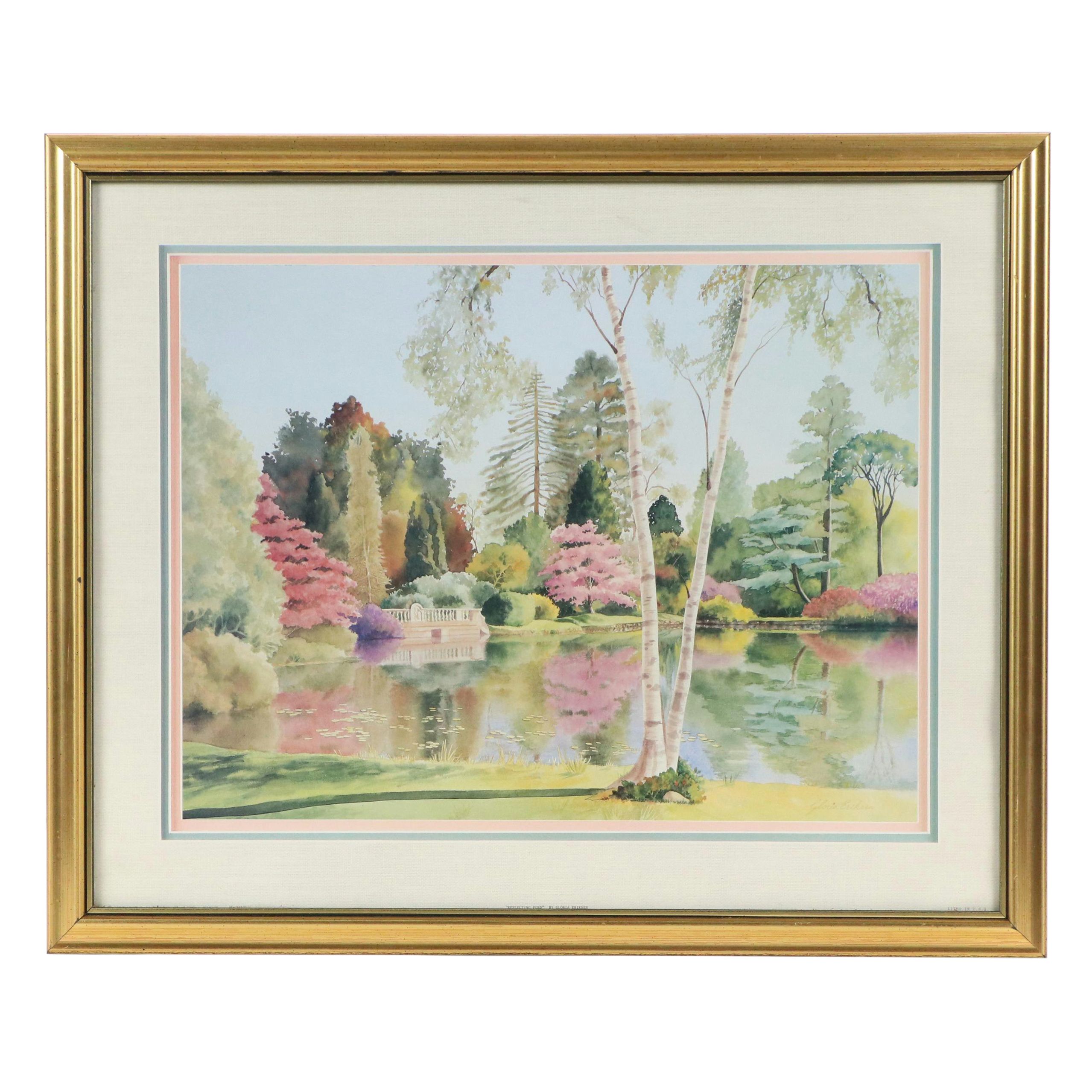 After Gloria Eriksen Offset Lithograph "Reflecting Pond," Circa 1992