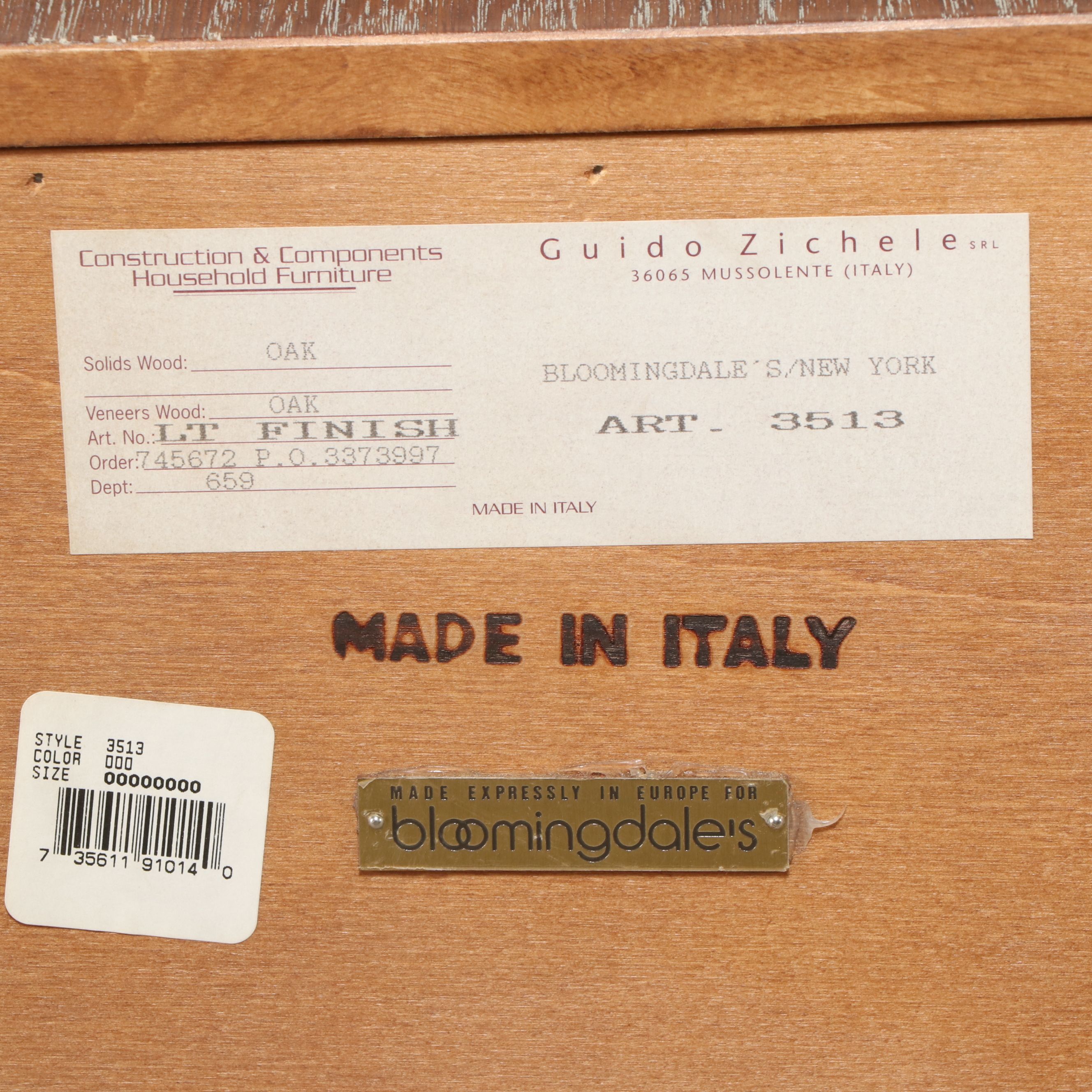 Bloomingdale's Italian Oak Credenza