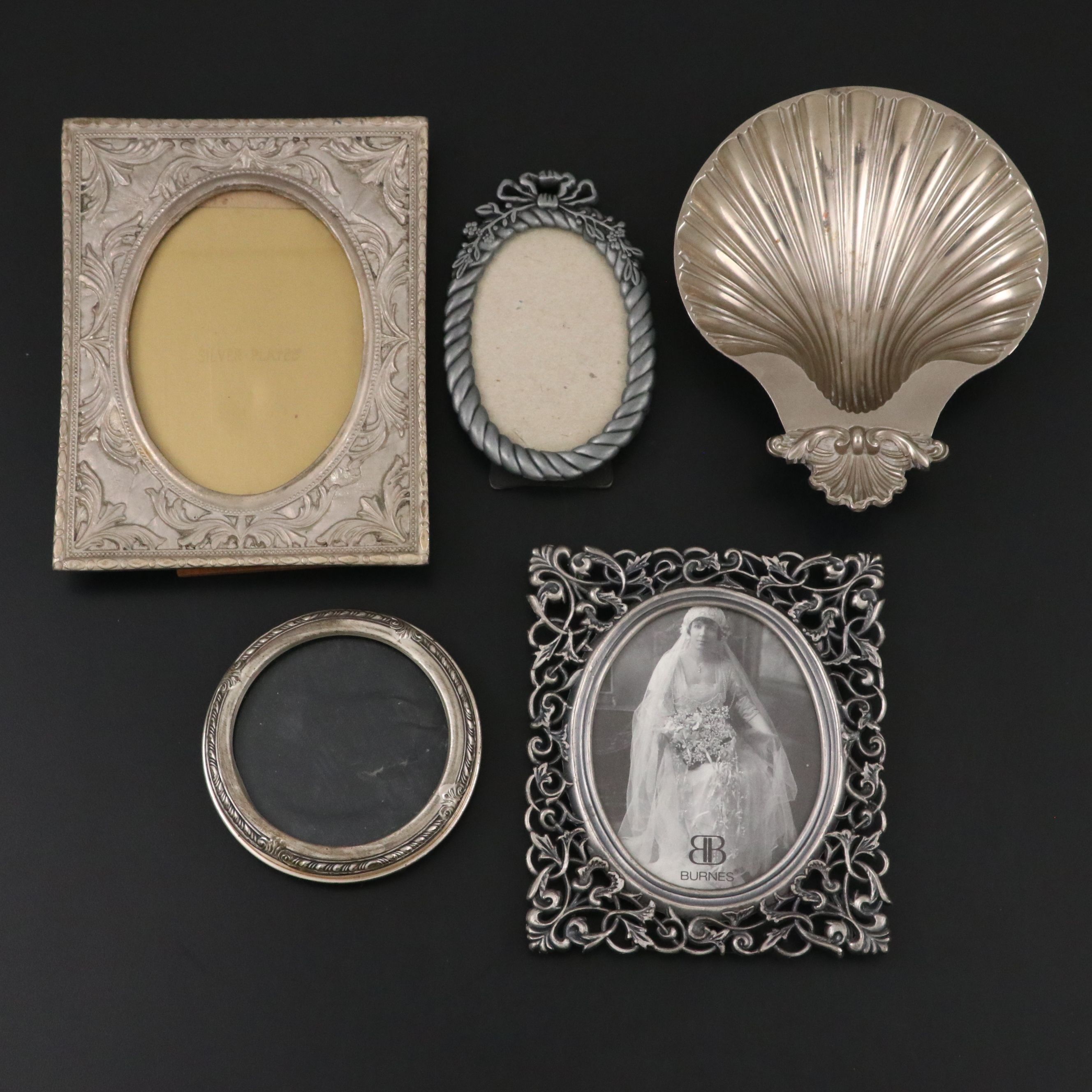 Victorian Style Sterling Silver with Other Frames and Shell-Shaped Dish