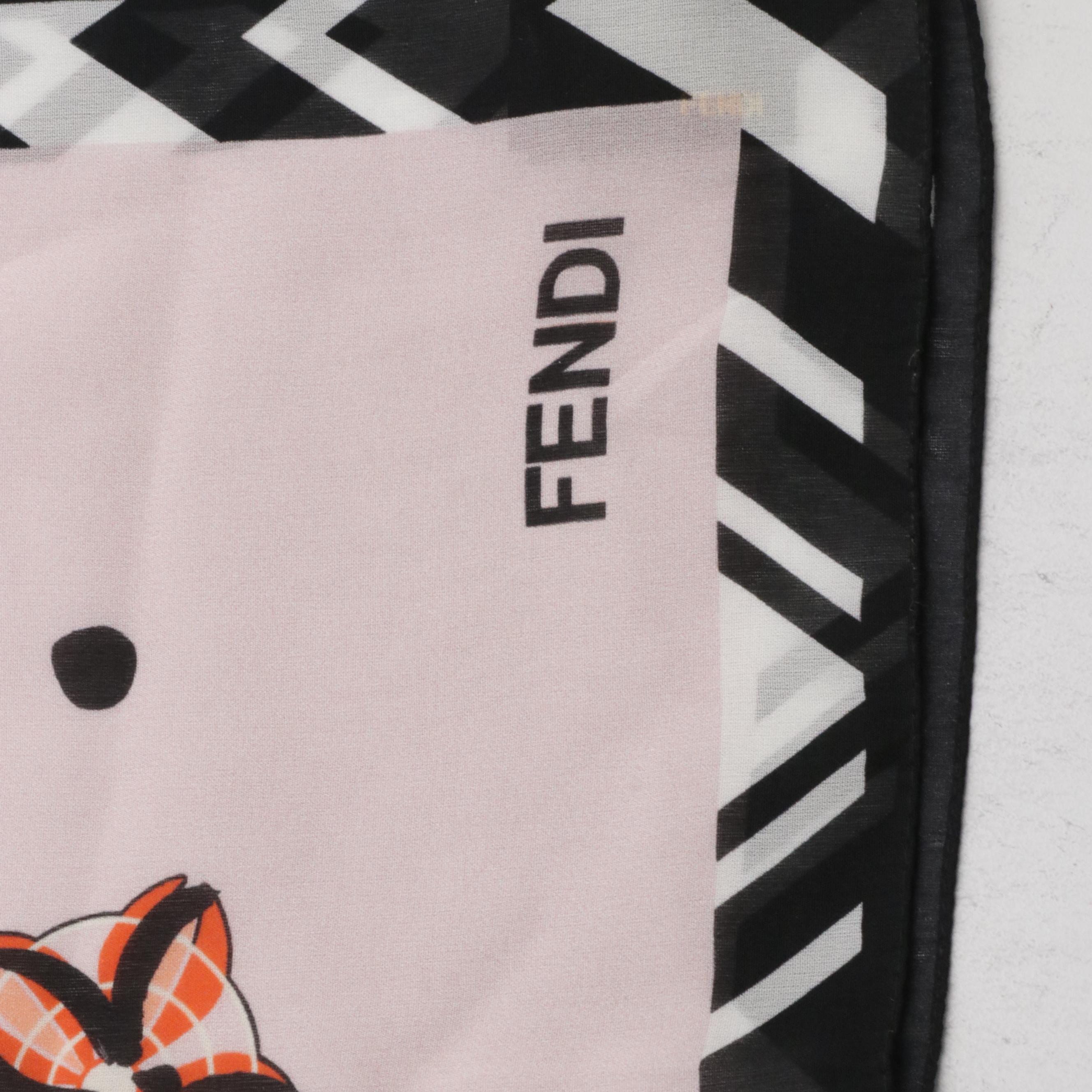 Fendi Multicolor Floral Print Sheer Silk Scarf