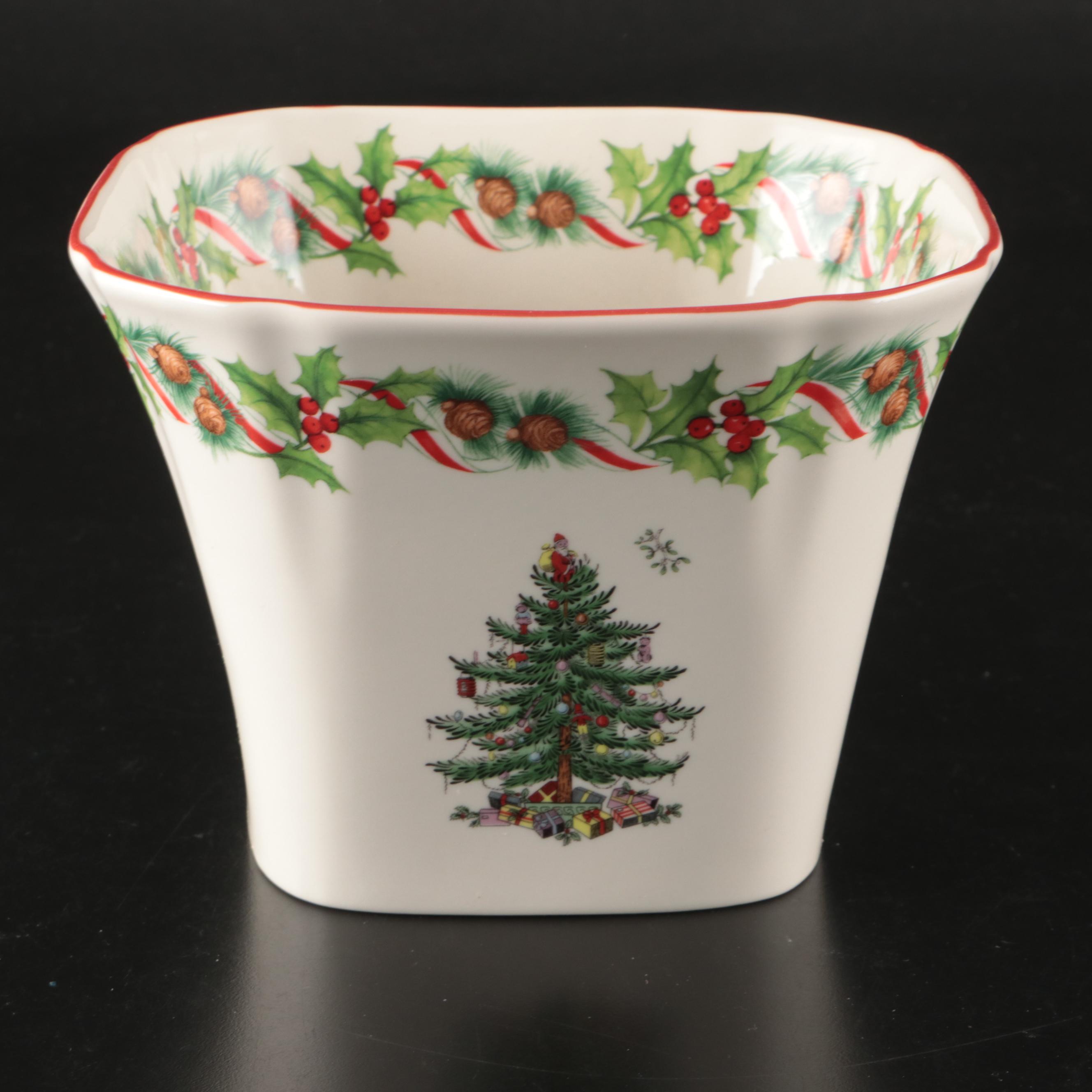 Spode "Christmas Tree" Pitcher, Ice Bucket and Cocktail Glasses