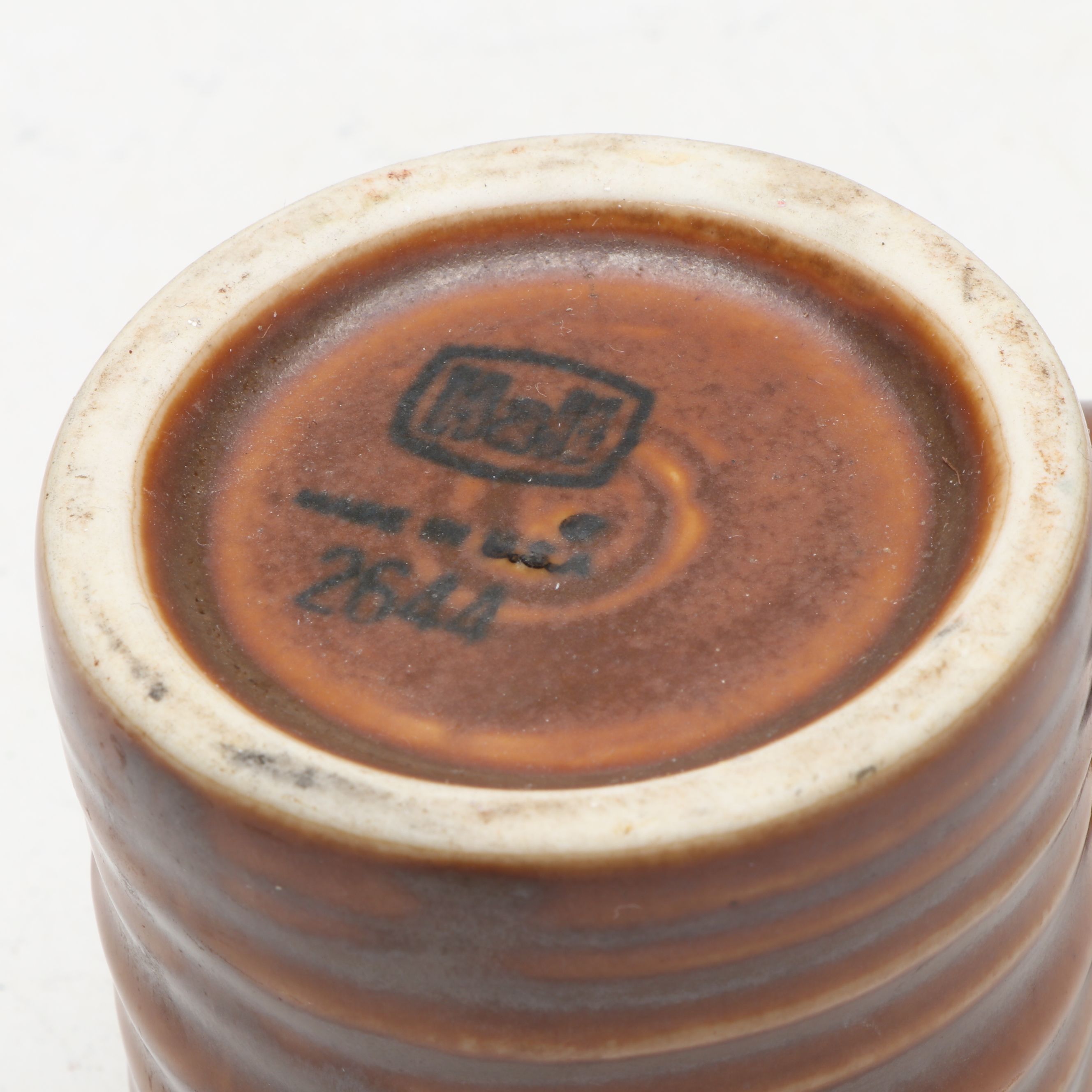 McCoy Pottery Botanical and Aquatic Brown Pitchers with Ribbed Hull Creamer