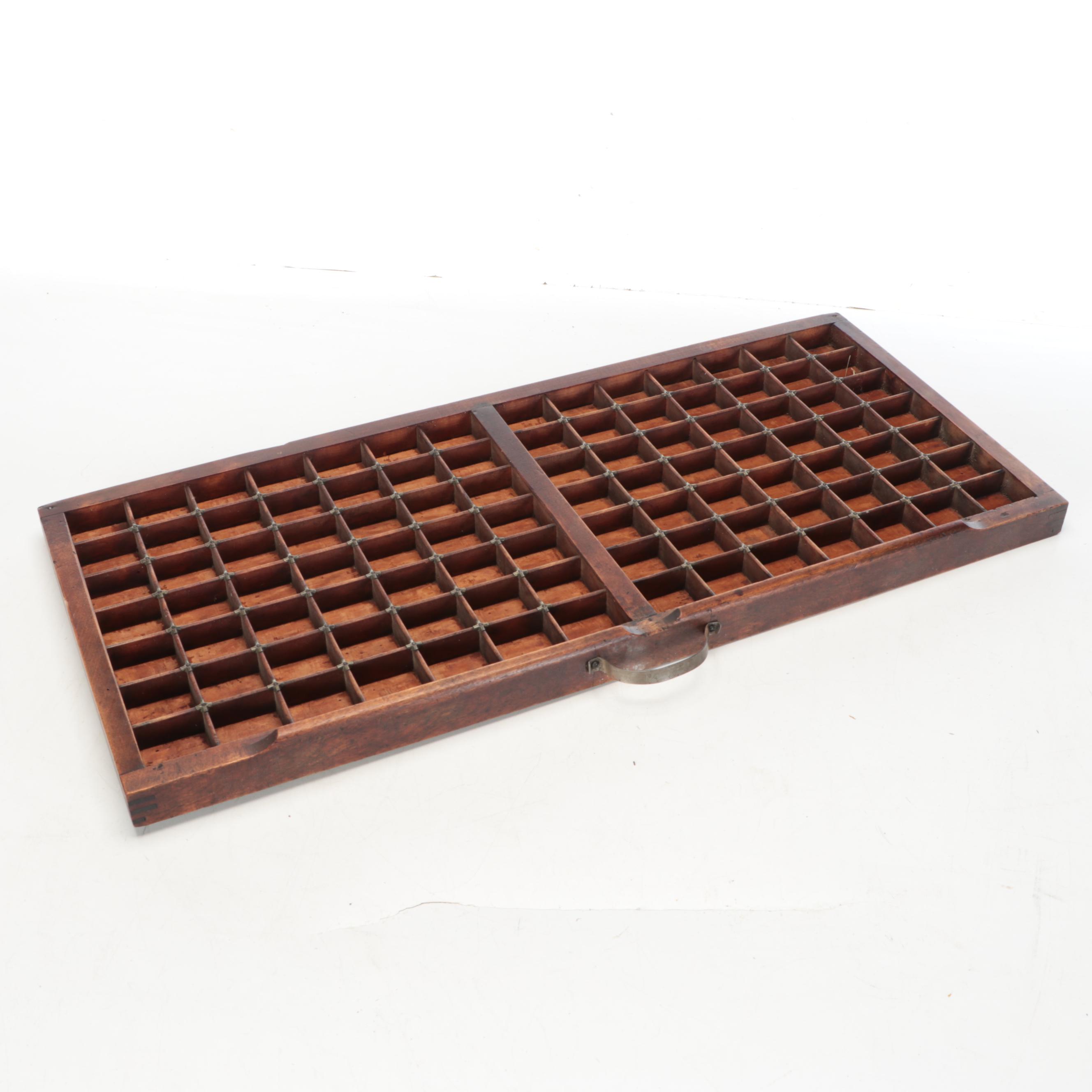 Industrial Style Wood Typesetting Drawer Converted to Hanging Display Shelf