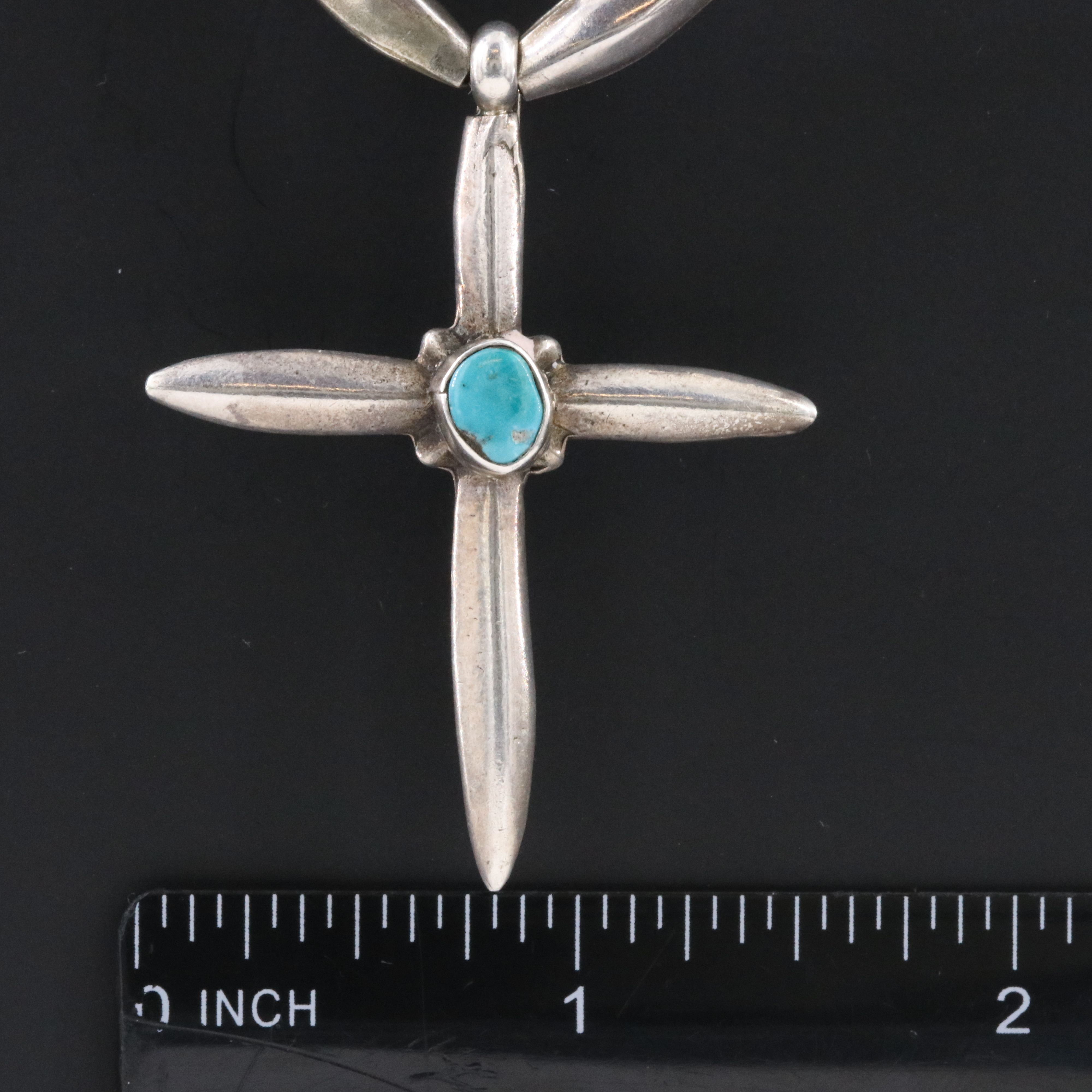 Southwestern Sterling Turquoise Cross Necklace