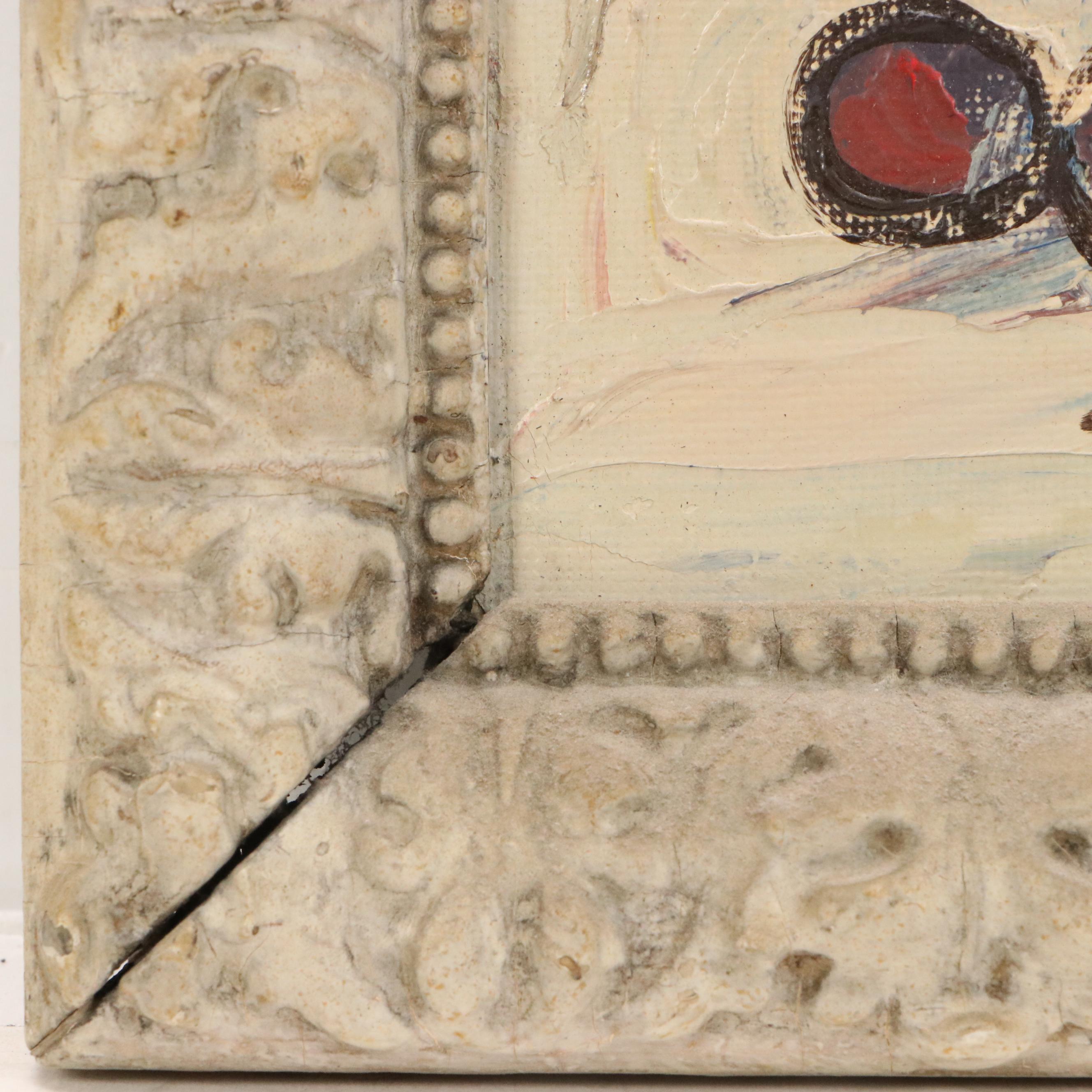 Paul Zentgraf Modernist Still Life with Fruit Oil Painting, Circa 1965