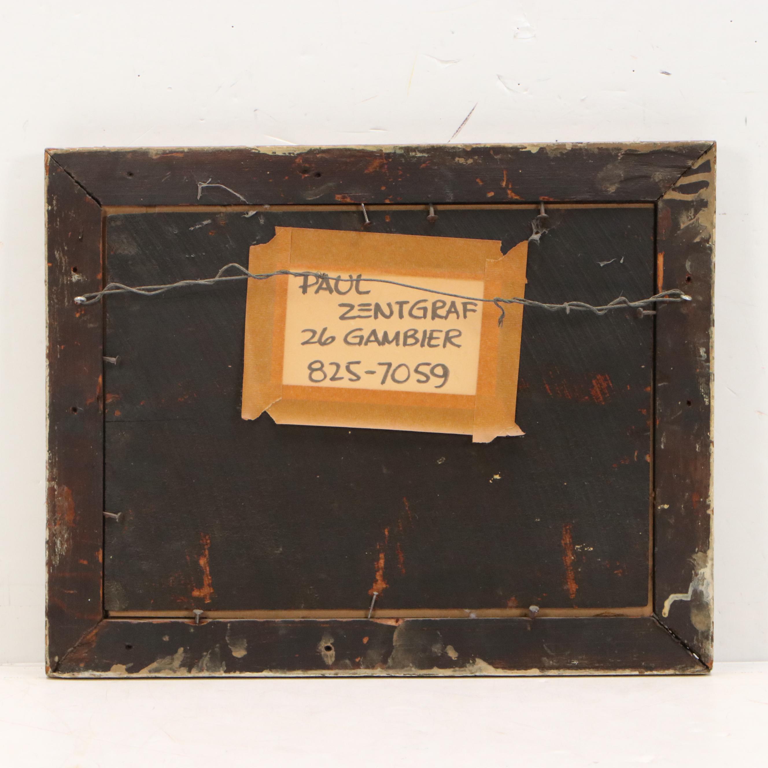 Paul Zentgraf Modernist Still Life with Fruit Oil Painting, Circa 1965