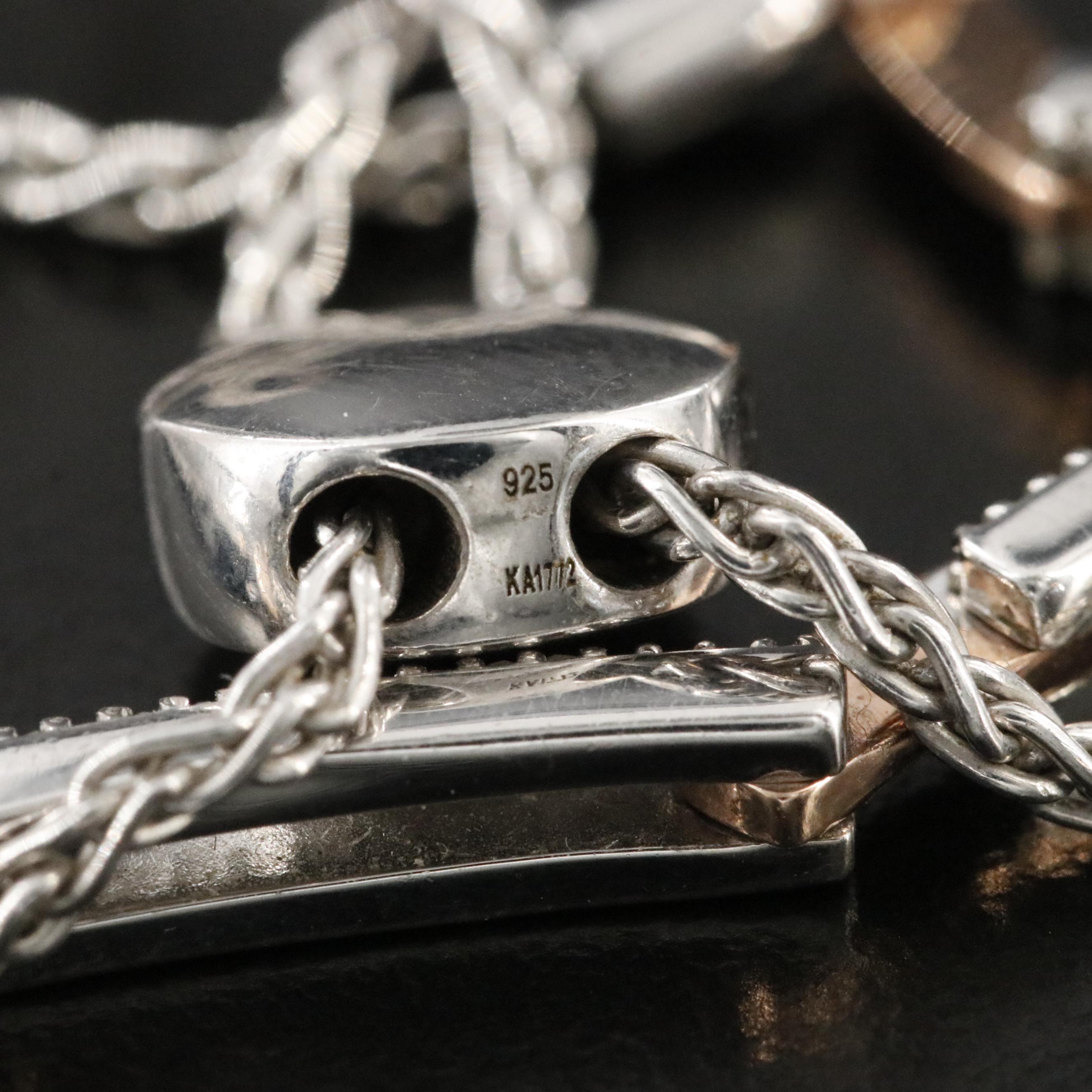 Sterling Diamond Bolo Bracelet with 10K Rose Gold Accents