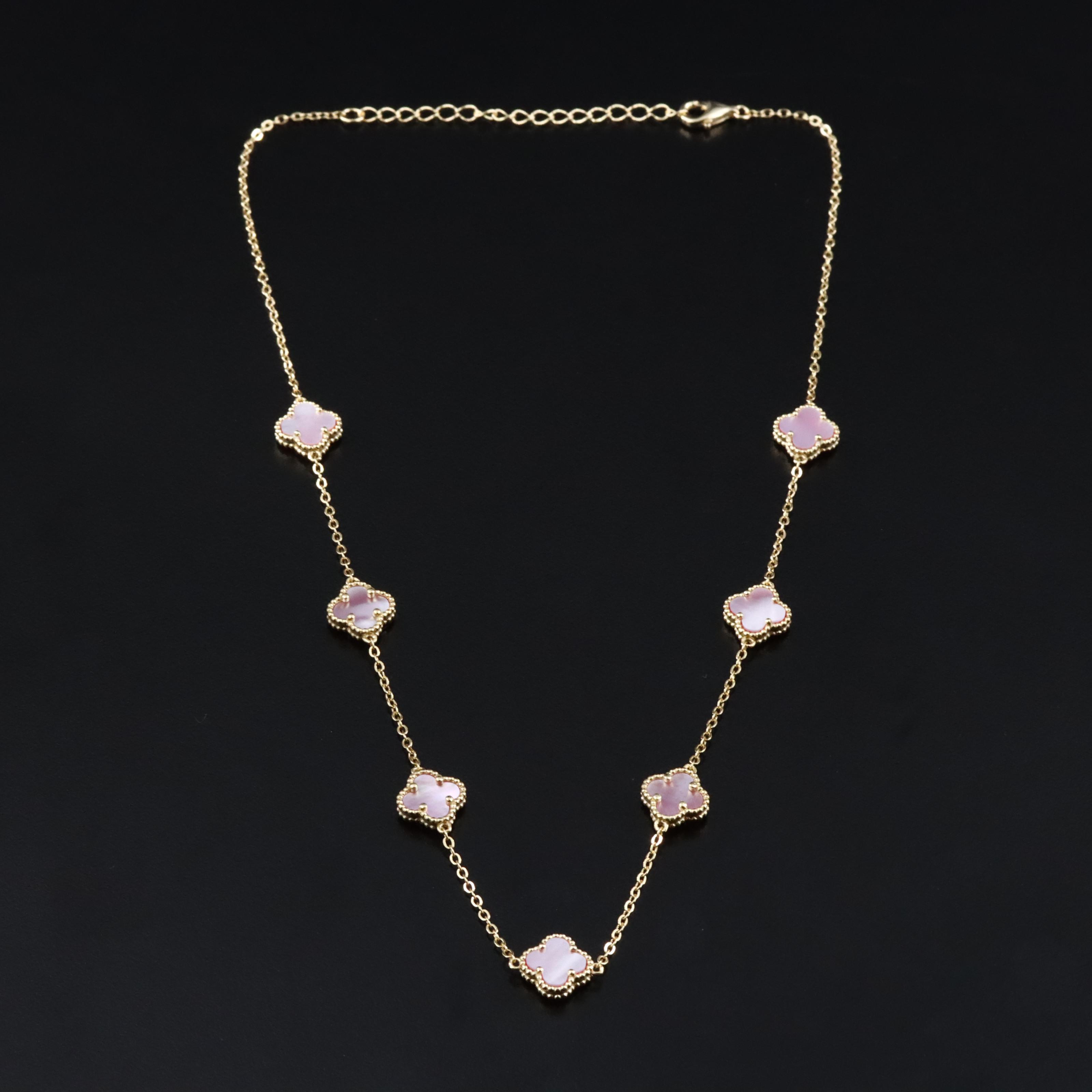 Sterling Mother of Pearl Quatrefoil Necklace