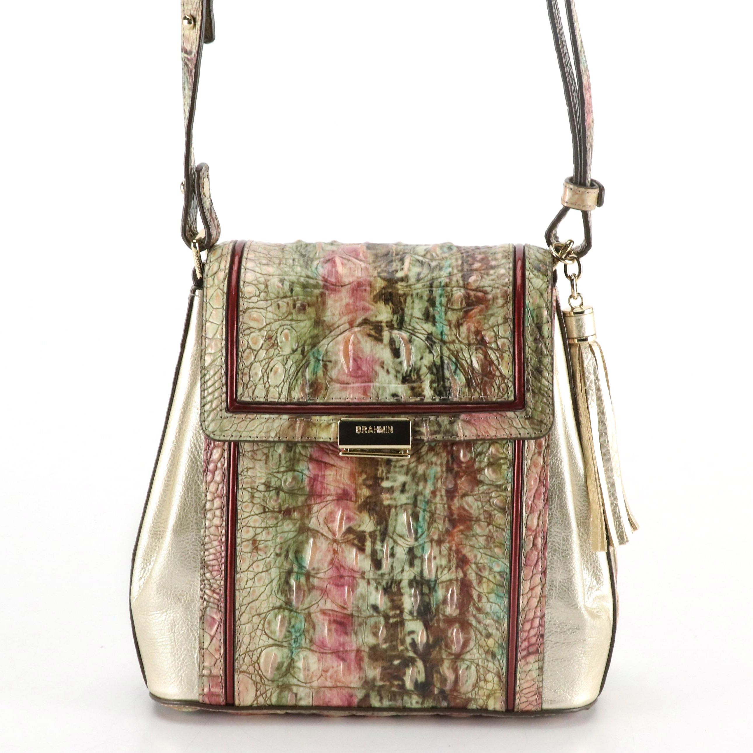 Brahmin Margo Shoulder Bag in Amethyst Celestine Croc Embossed Leather