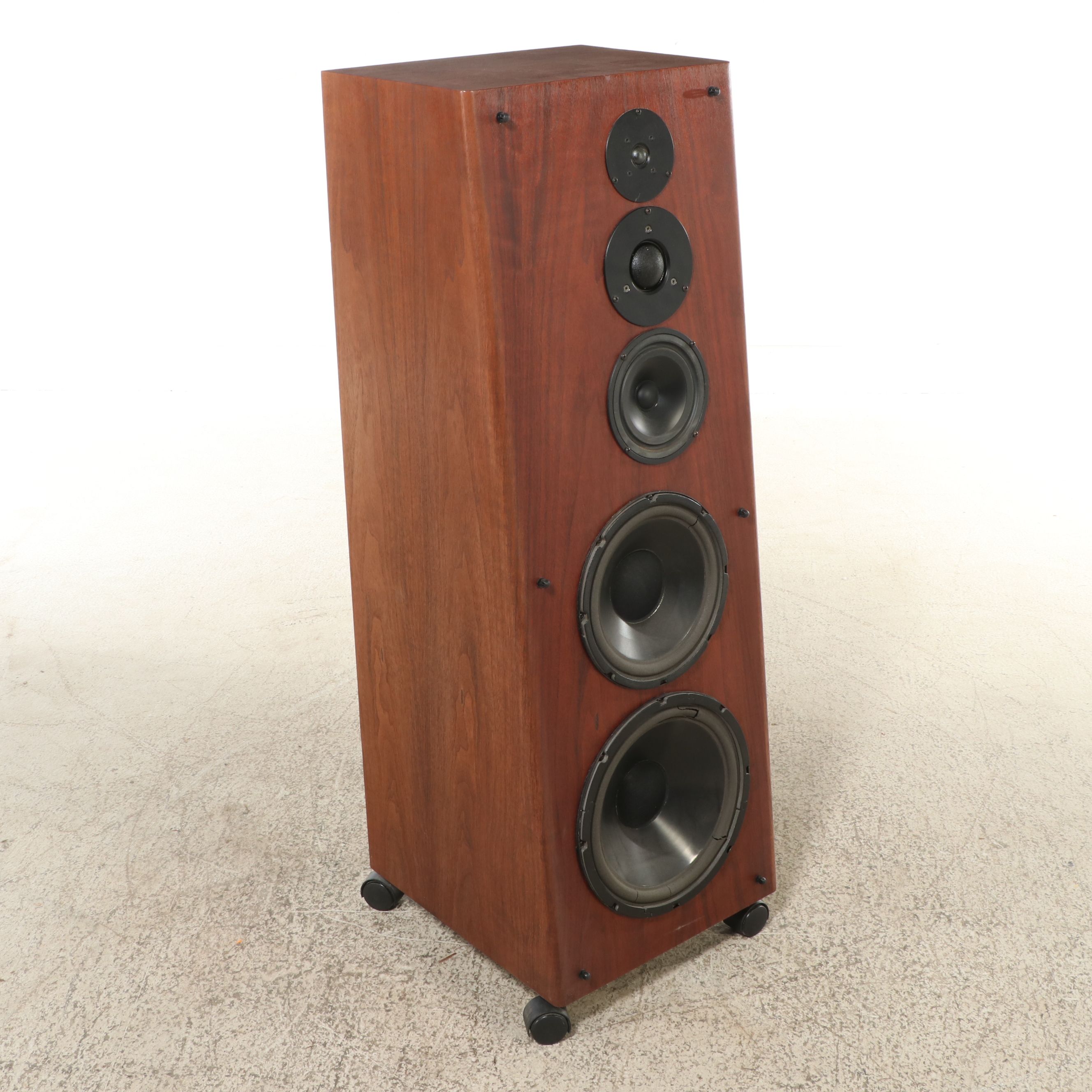 Pair of JSE Engineering "Infinite Slope" Walnut Floor Speakers