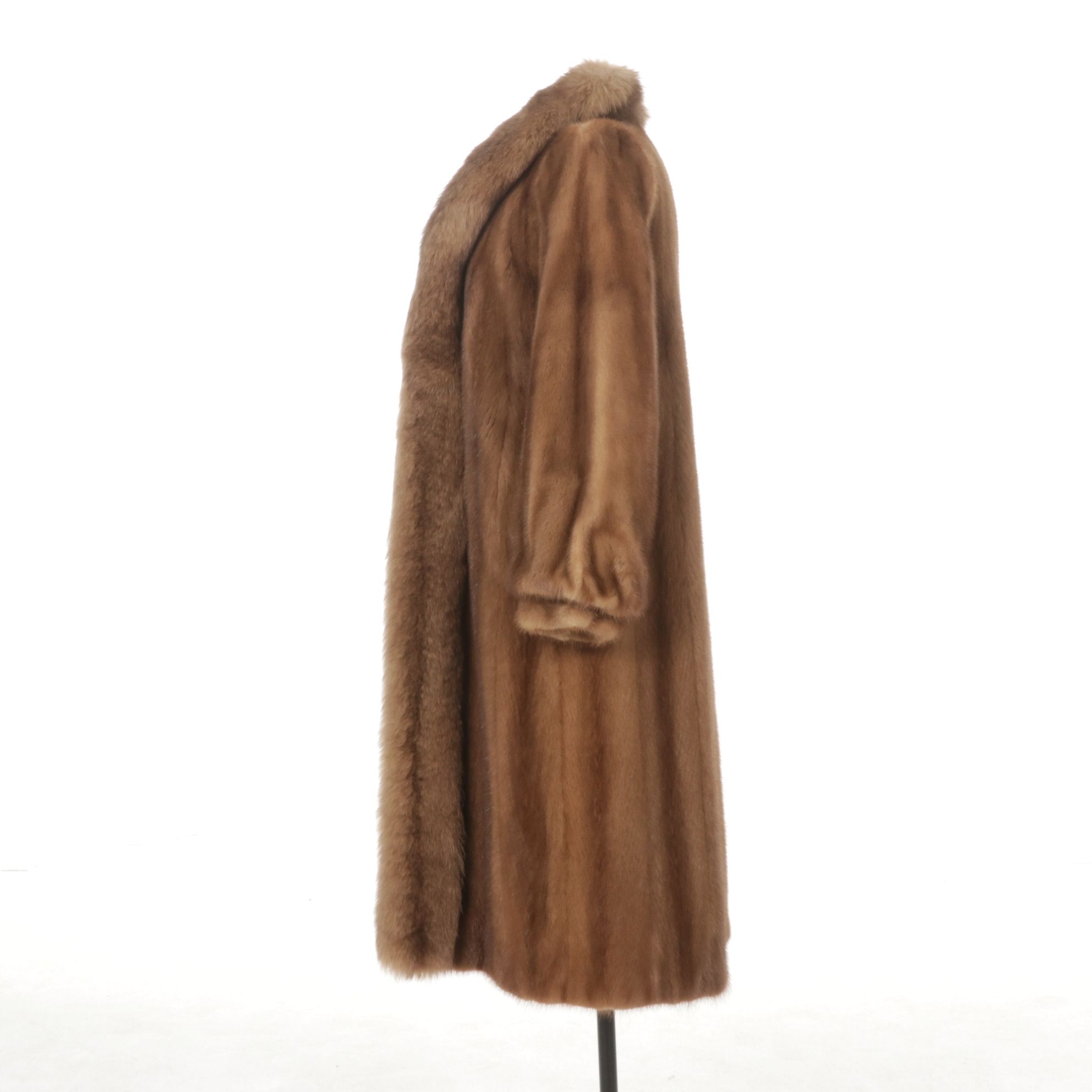 Pastel Mink and Fox Fur Long Coat with Embellished Lining