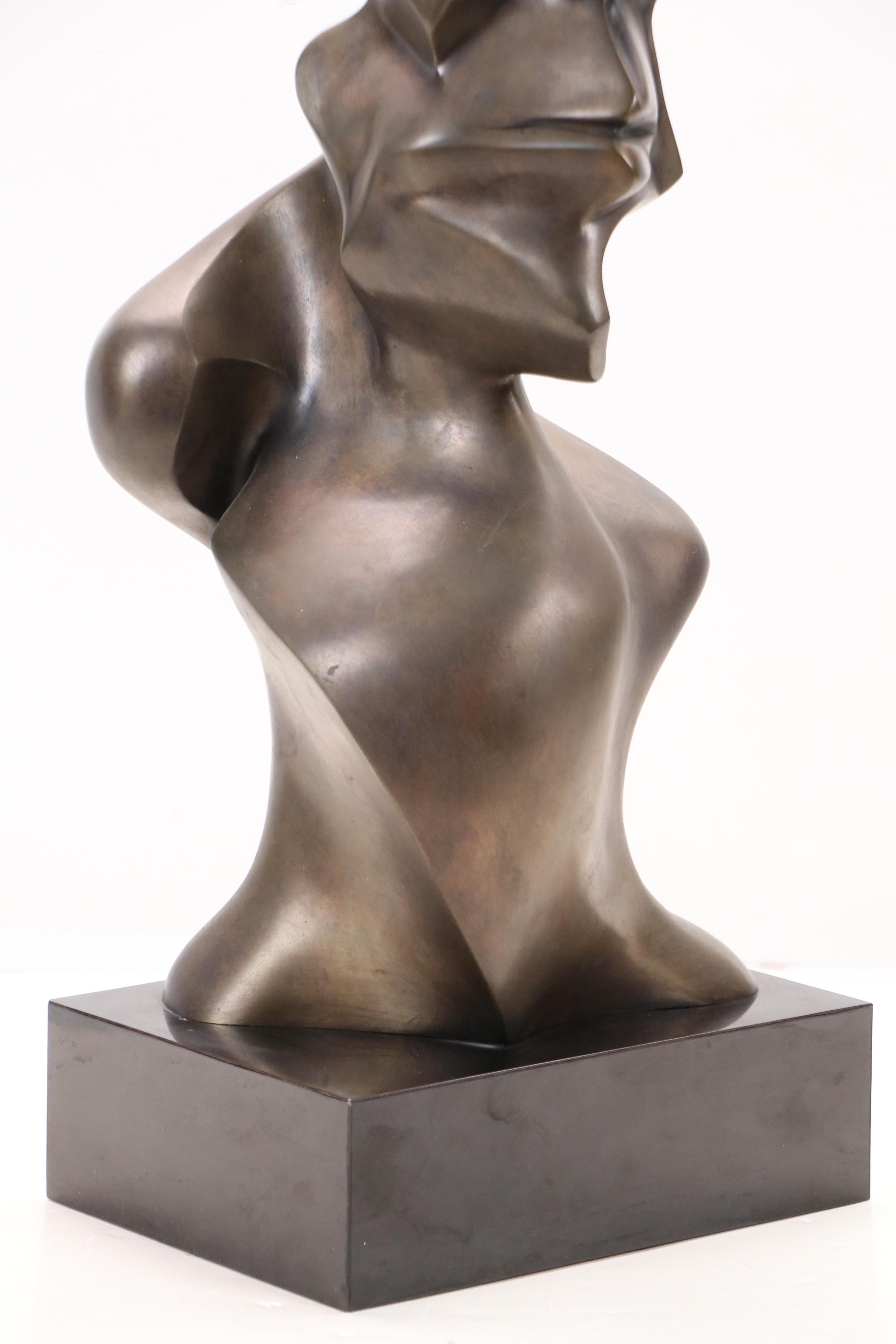 Bronze Sculpture of Abstracted Male Bust, Circa 1992