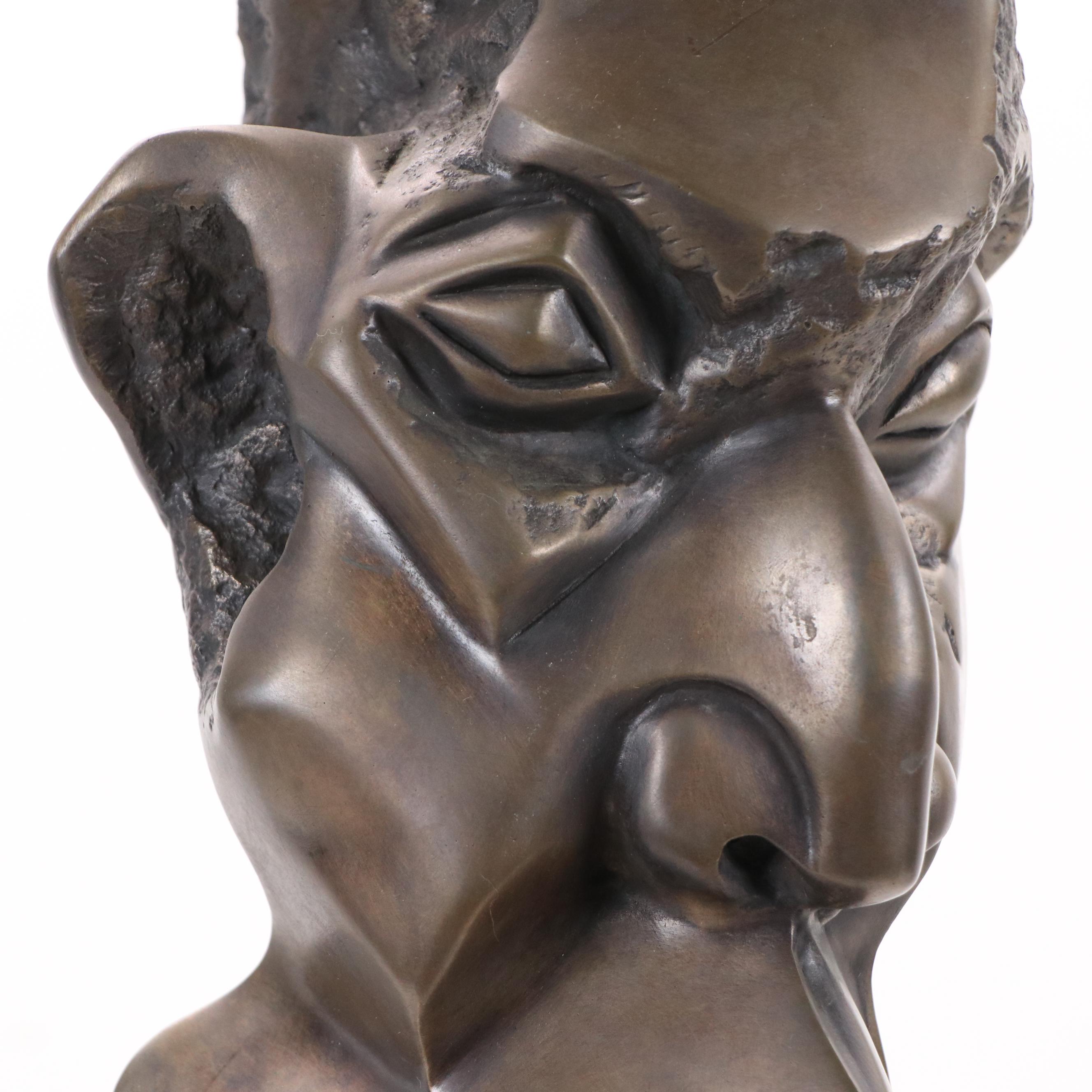 Bronze Sculpture of Abstracted Male Bust, Circa 1992
