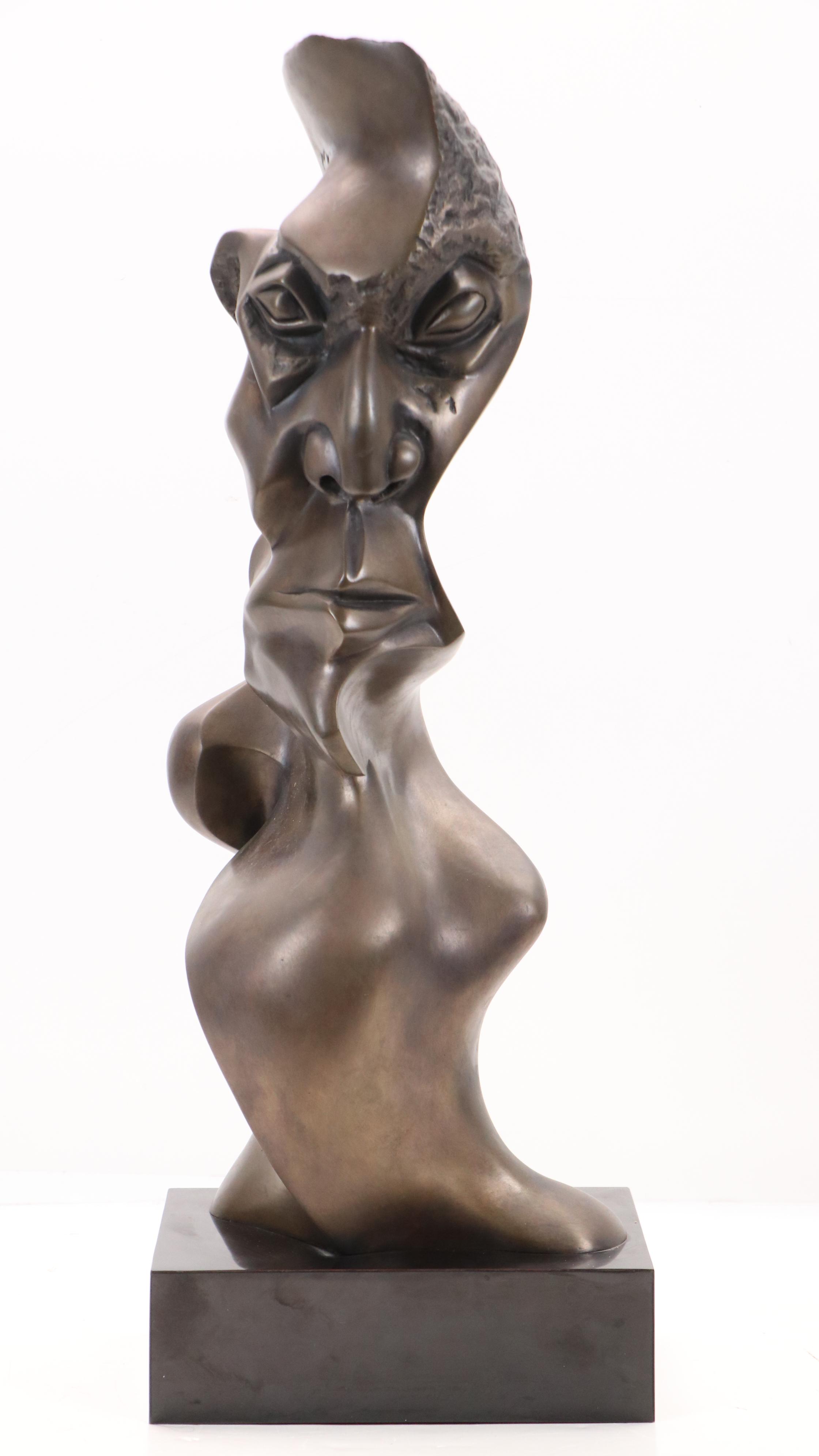 Bronze Sculpture of Abstracted Male Bust, Circa 1992